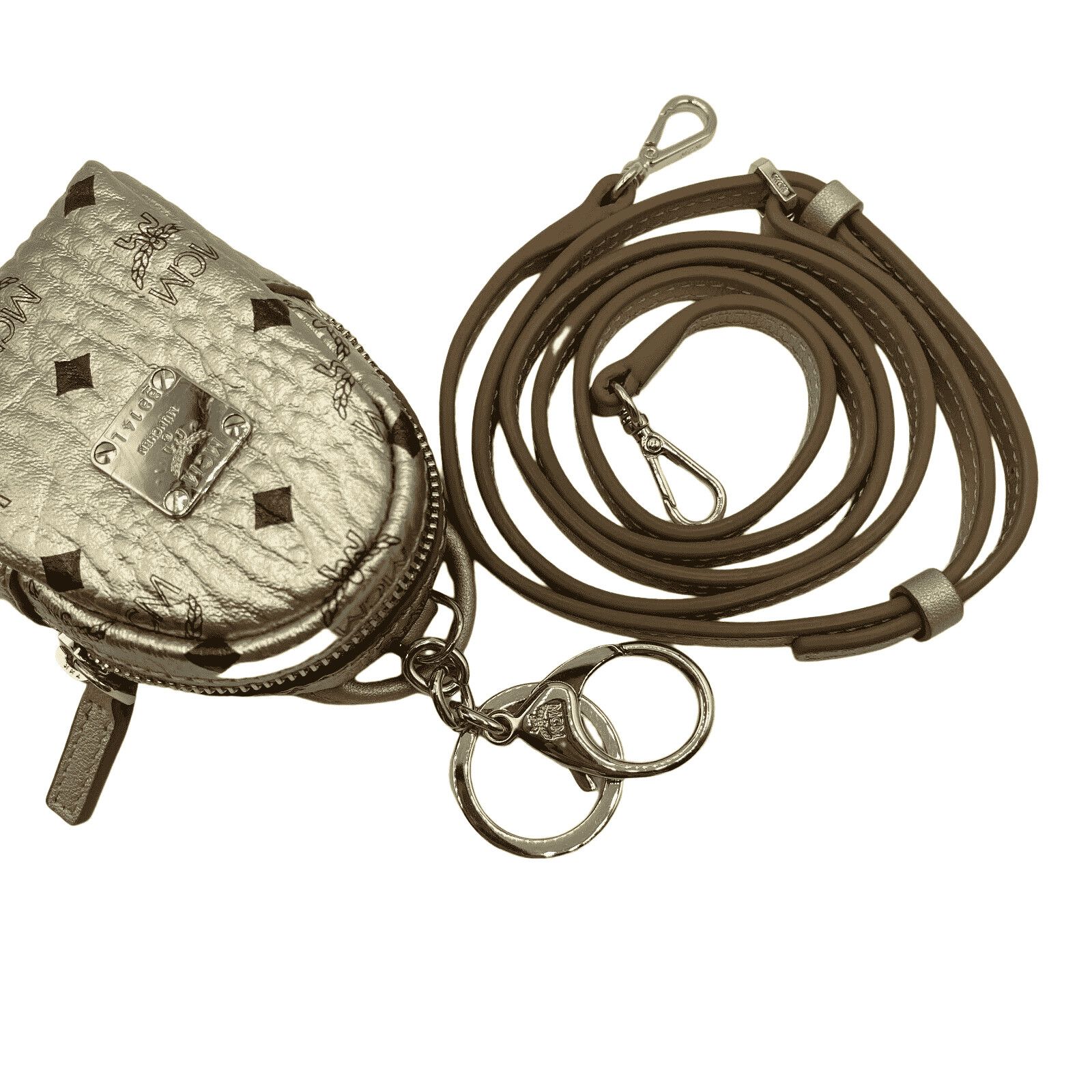 Women's Berlin Gold Visetos Crossbody Mini Bag Charm Key