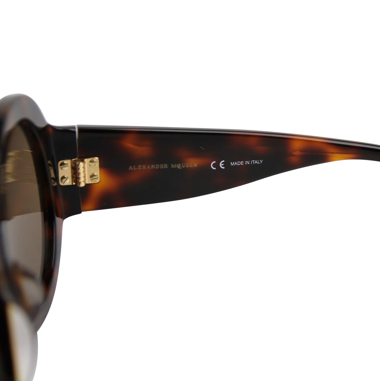 Alexander McQueen Unisex Havana Plastic Acetate Round Sunglasses Size ONE SIZE - 7 Thumbnail