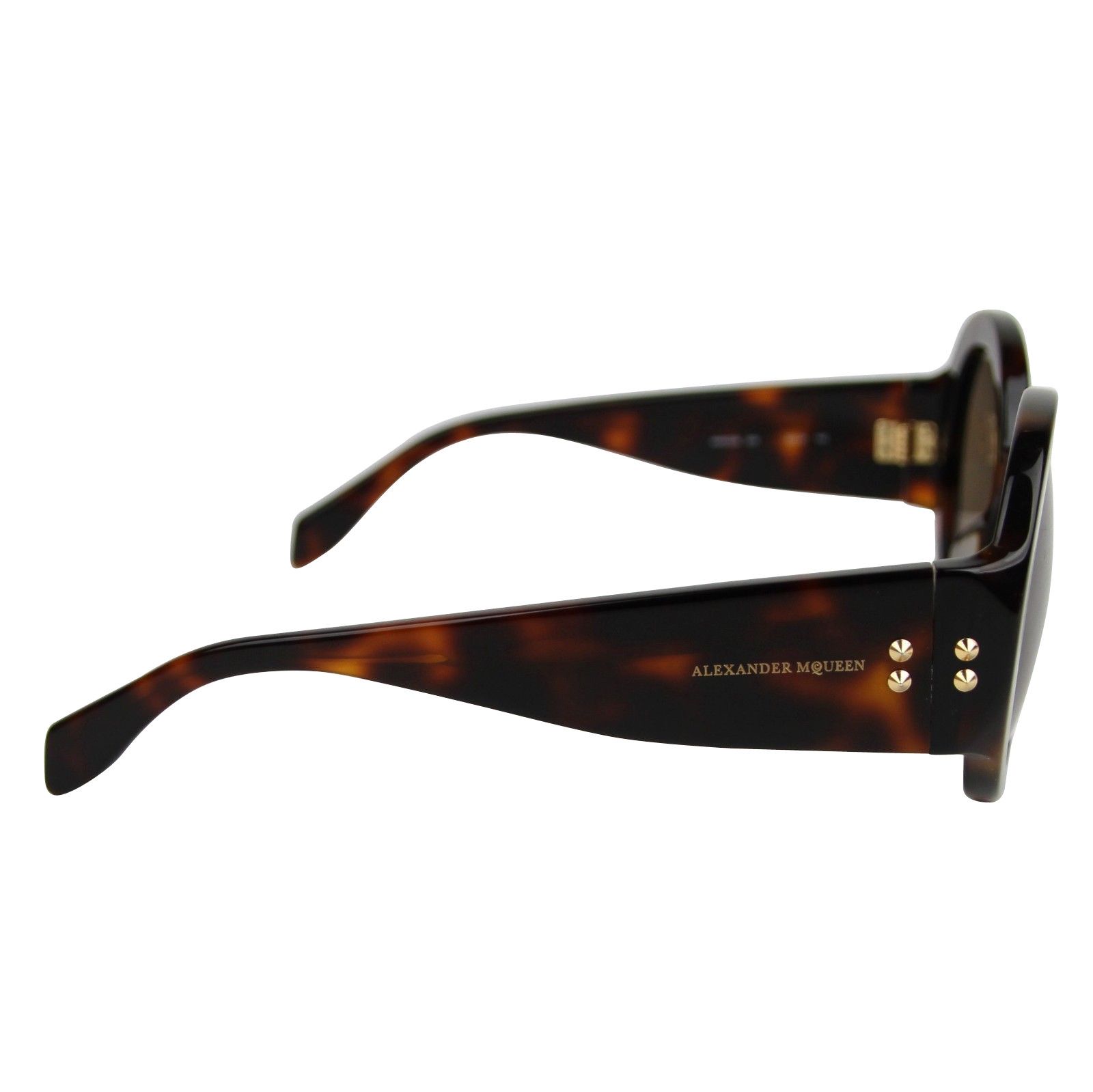 Alexander McQueen Unisex Havana Plastic Acetate Round Sunglasses Size ONE SIZE - 6 Thumbnail