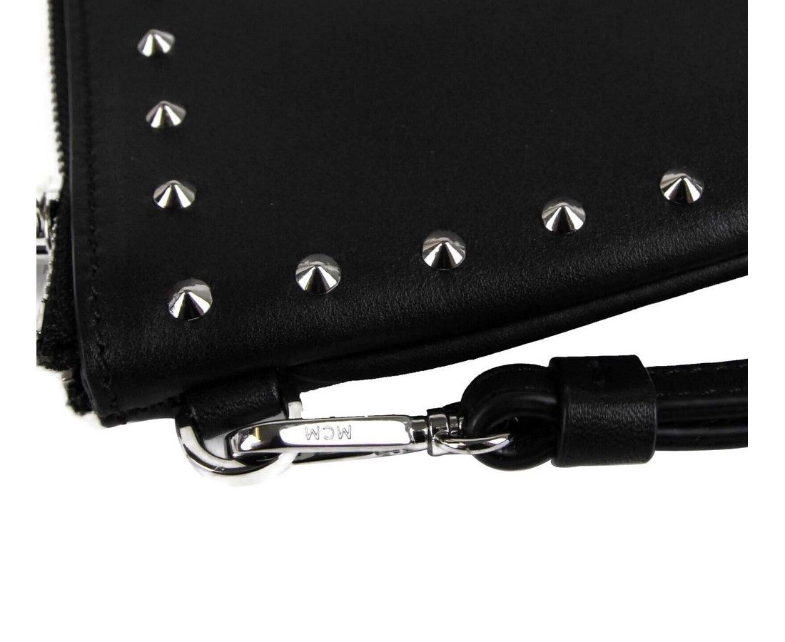 MCM Unisex Black Nappa Leather Studded Robert Wristlet Zip Size ONE SIZE - 6 Thumbnail