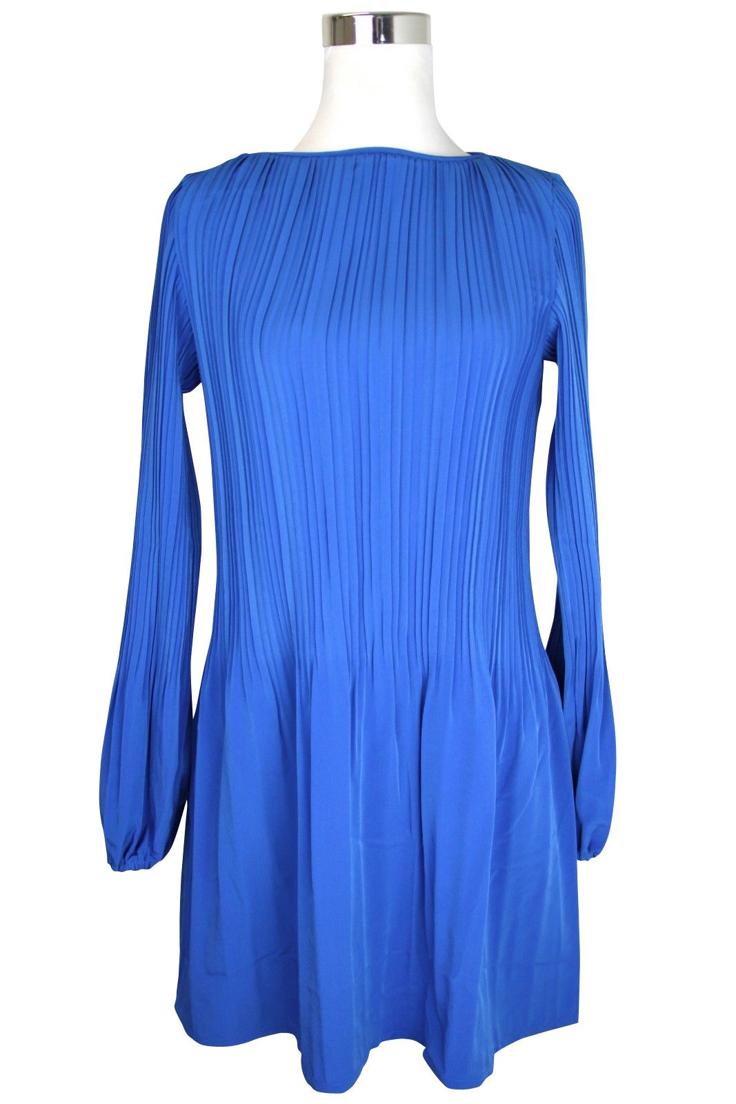 Maje Women's A-line Medium Blue Polyester Long Sleeve Pleated Size XS / US 0-2 / IT 36-38 - 2 Thumbnail