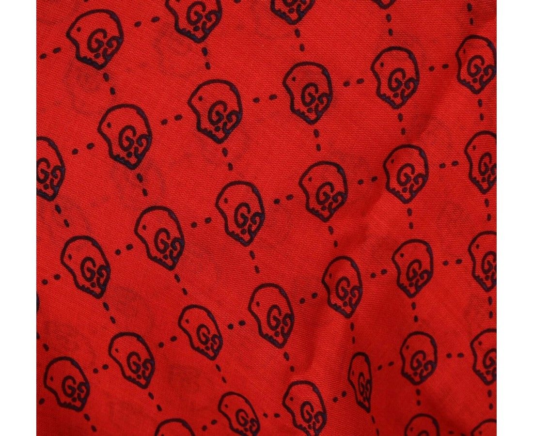 Gucci Women's Ghost Red Modal / Silk GG Skull Print Large Square Size ONE SIZE - 3 Thumbnail