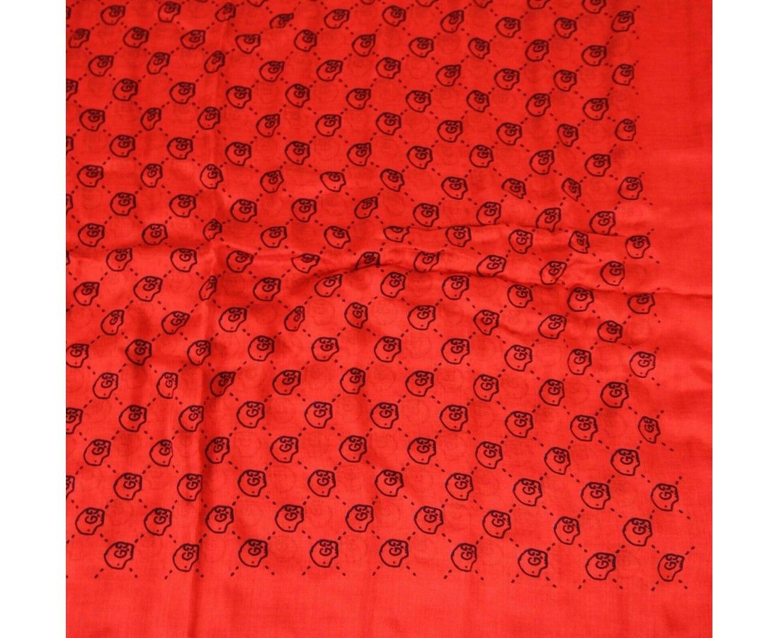 Gucci Women's Ghost Red Modal / Silk GG Skull Print Large Square Size ONE SIZE - 2 Thumbnail
