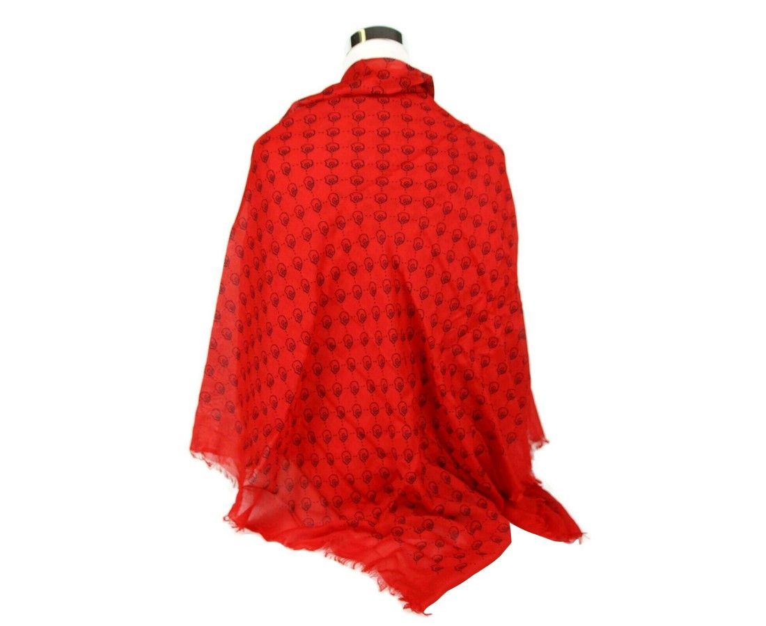 Gucci Women's Ghost Red Modal / Silk GG Skull Print Large Square Size ONE SIZE - 8 Thumbnail