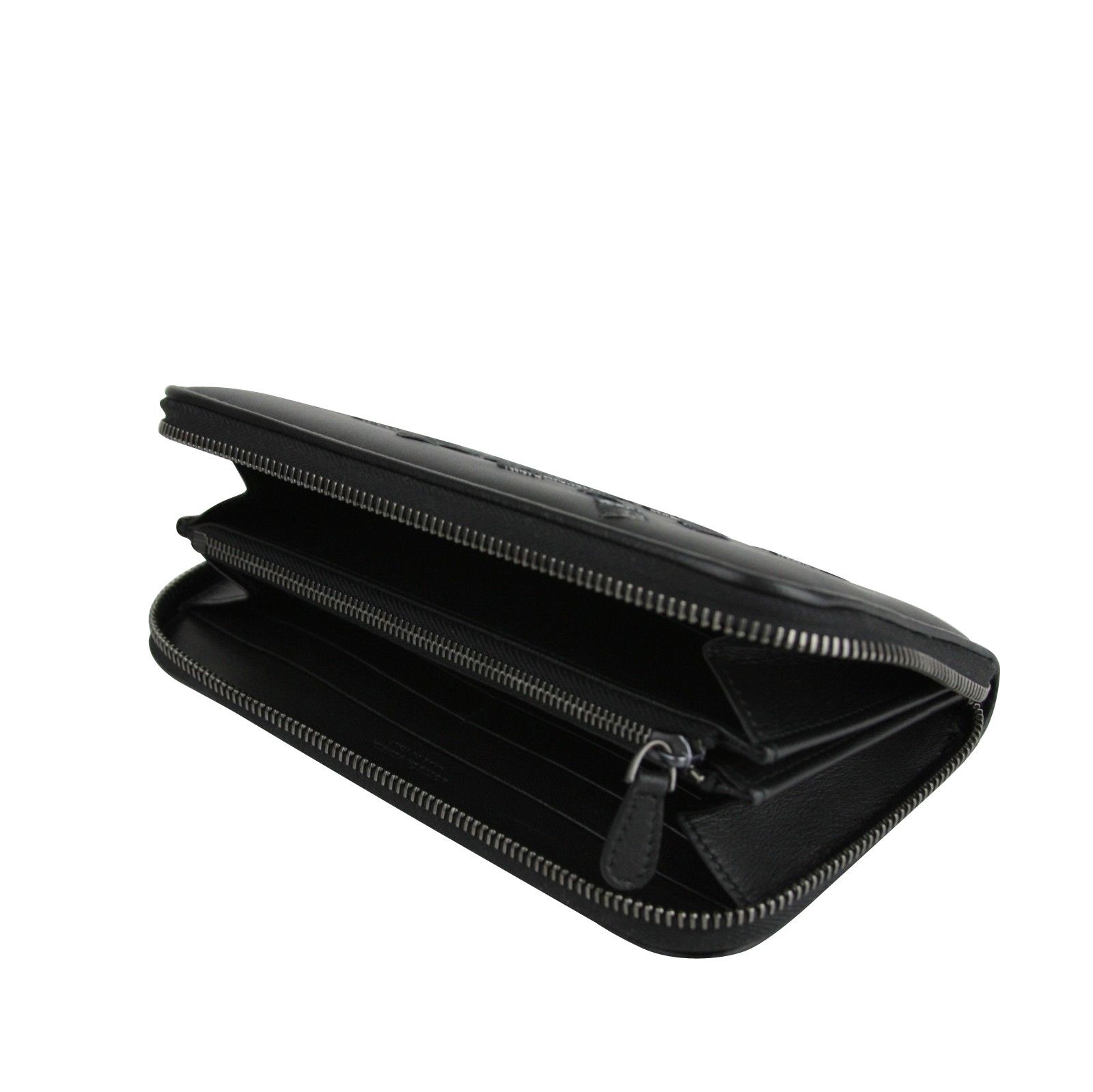 Bottega Veneta Women's Zip Around Black Leather Woven Wallet Size ONE SIZE - 7 Thumbnail