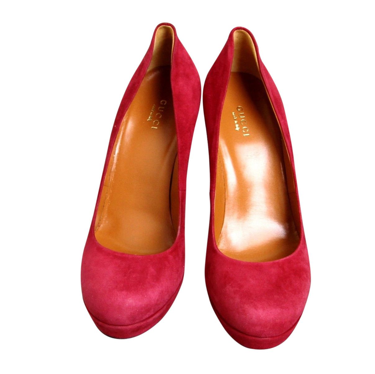 Gucci Women's Raspberry Suede Platform Pump Shoes (39.5 G / 9 US) Size US 9 / IT 39 - 3 Thumbnail