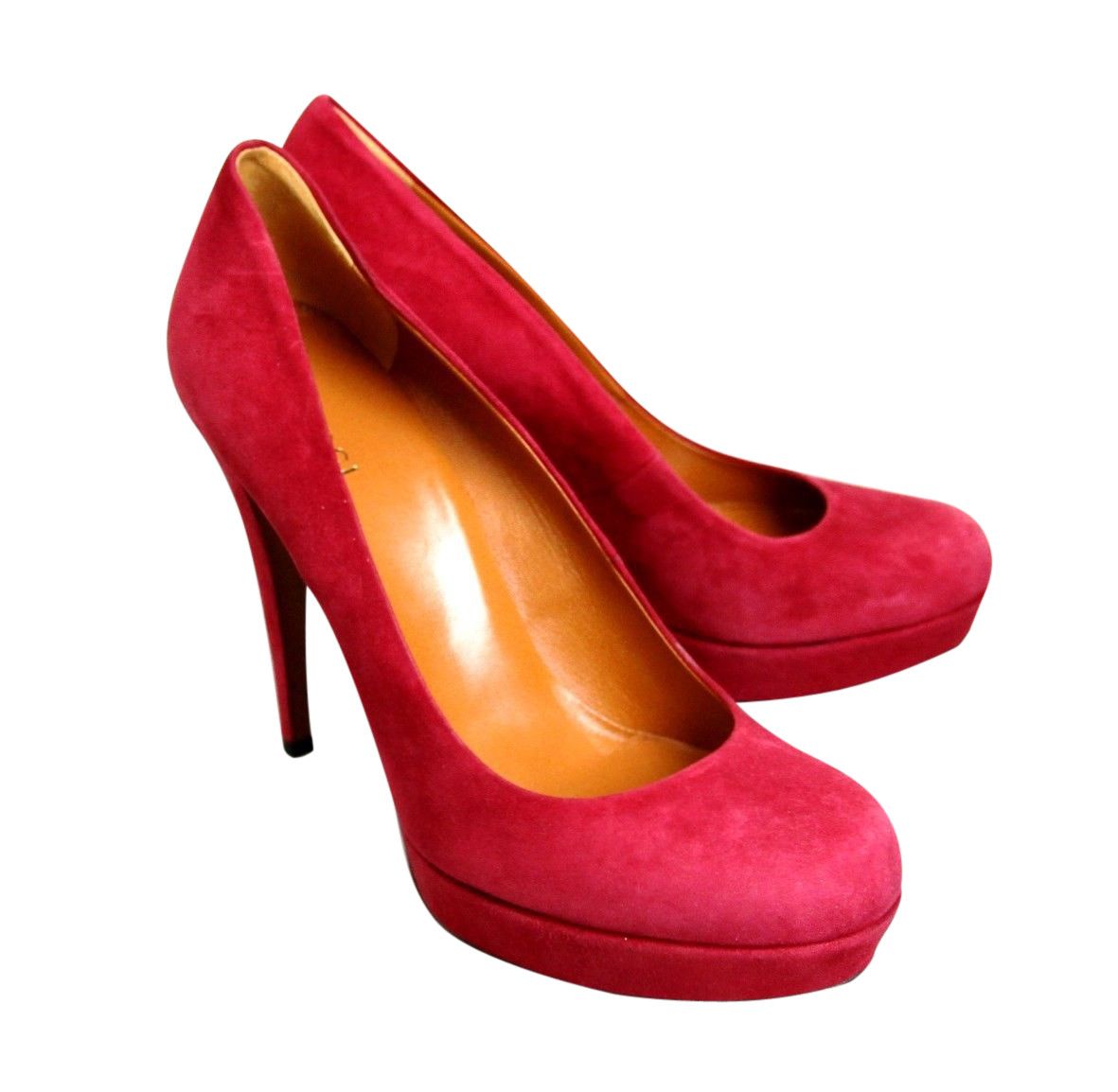 Gucci Women's Raspberry Suede Platform Pump Shoes (39.5 G / 9 US) Size US 9 / IT 39 - 4 Thumbnail