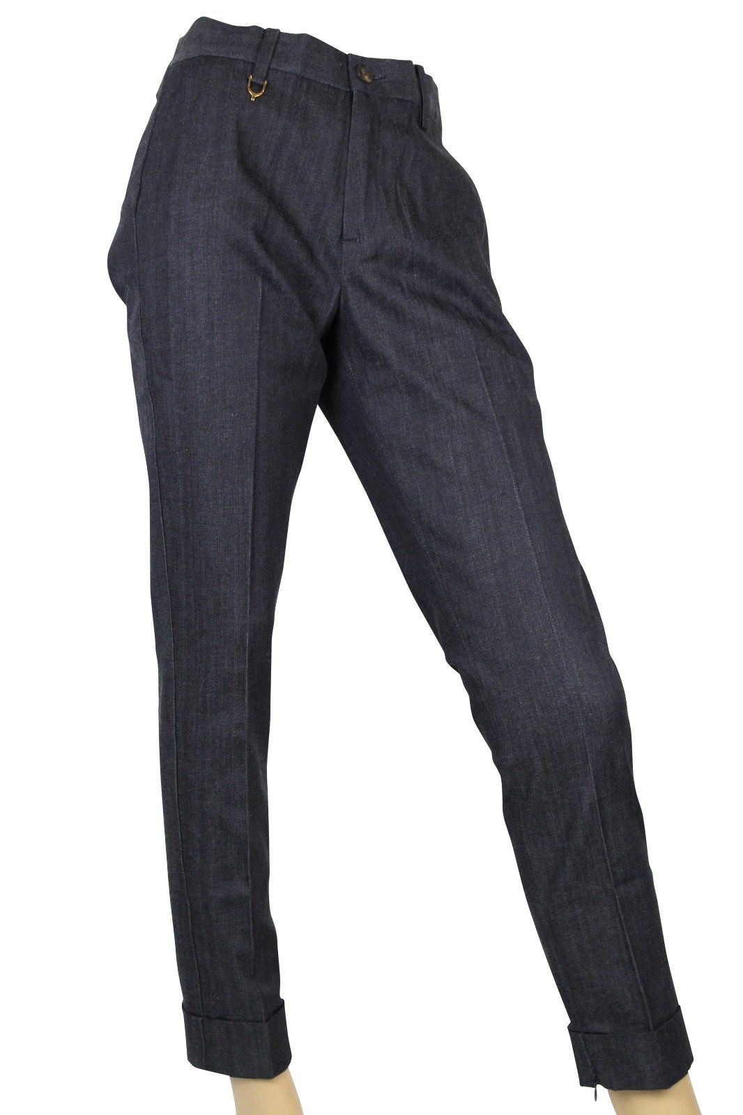 Gucci Women's Stirrup Detail Blue / Gray Cotton Elastane Skinny Size 40" / US 18 - 2 Thumbnail