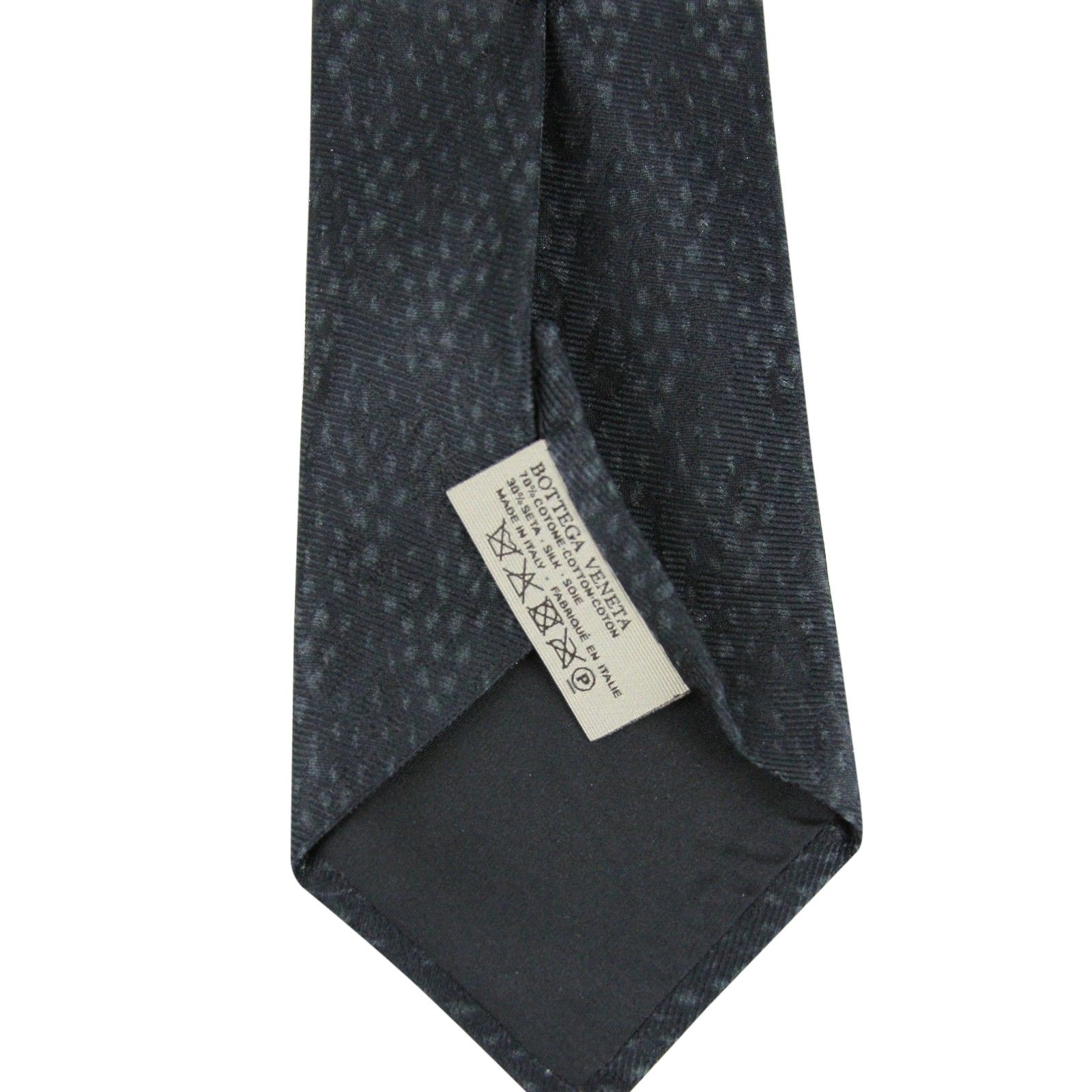 Bottega Veneta Men's Dot Print Black / Gray Cotton Silk Leopard Tie Size ONE SIZE - 6 Thumbnail
