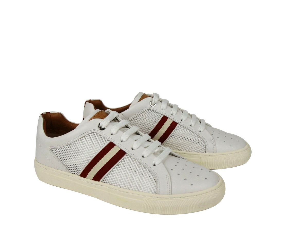 Bally Men's White Calf Leather Sneakers With Red Beige (7 D US) Size US 7 / EU 40 - 5 Thumbnail