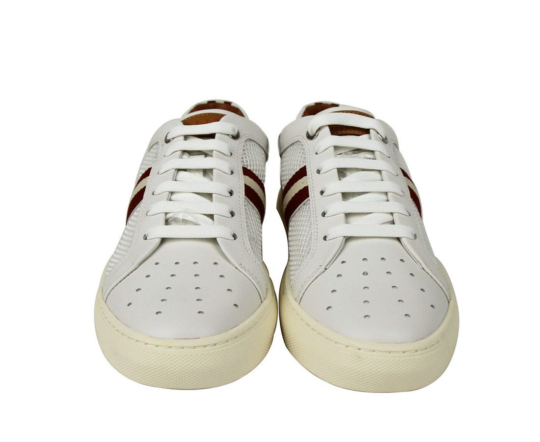 Bally Men's White Calf Leather Sneakers With Red Beige (7 D US) Size US 7 / EU 40 - 4 Thumbnail