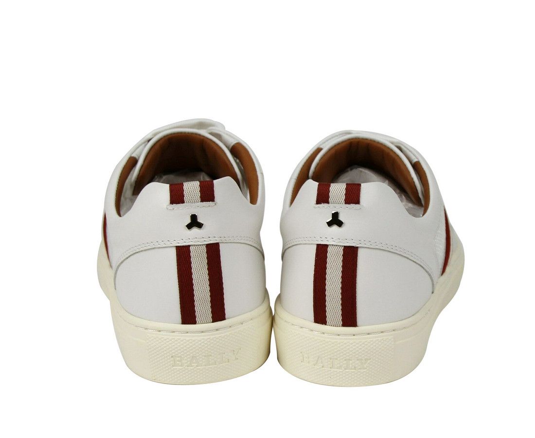 Bally Men's White Calf Leather Sneakers With Red Beige (7 D US) Size US 7 / EU 40 - 6 Thumbnail