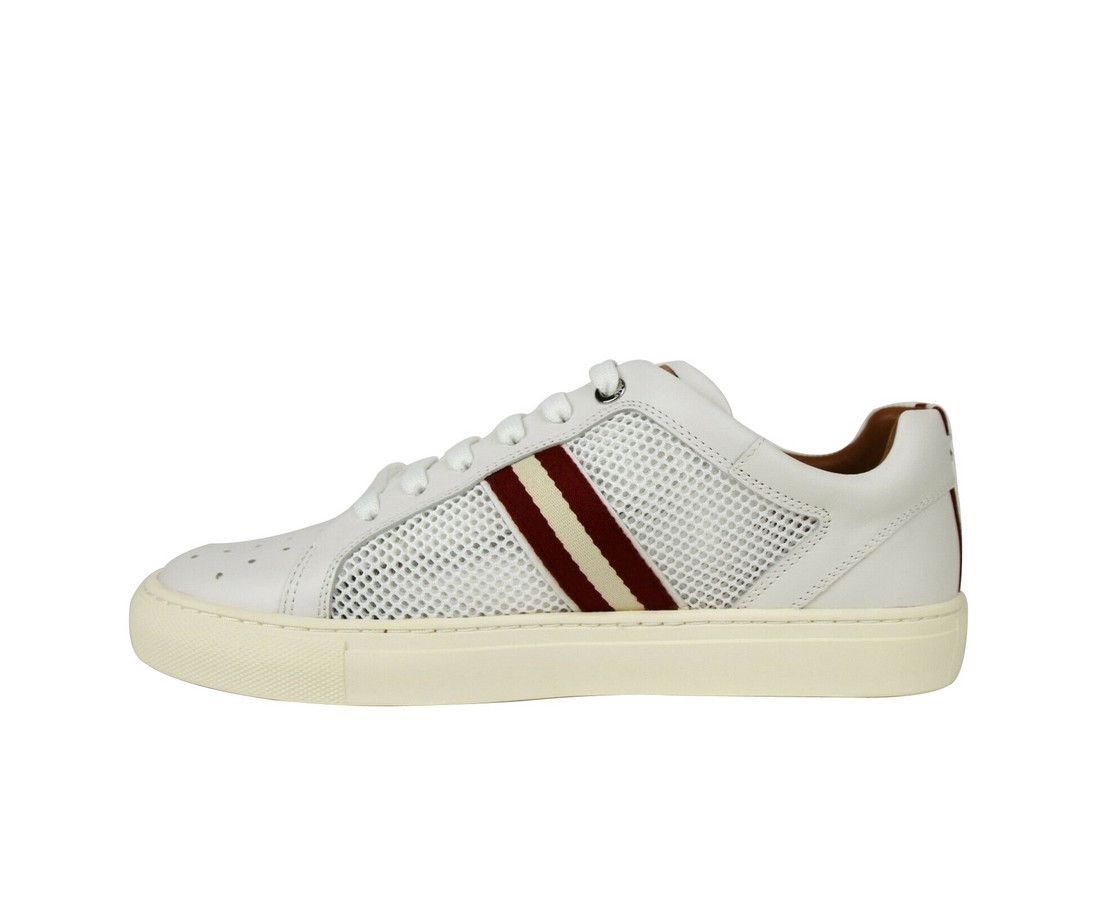 Bally Men's White Calf Leather Sneakers With Red Beige (7 D US) Size US 7 / EU 40 - 8 Thumbnail