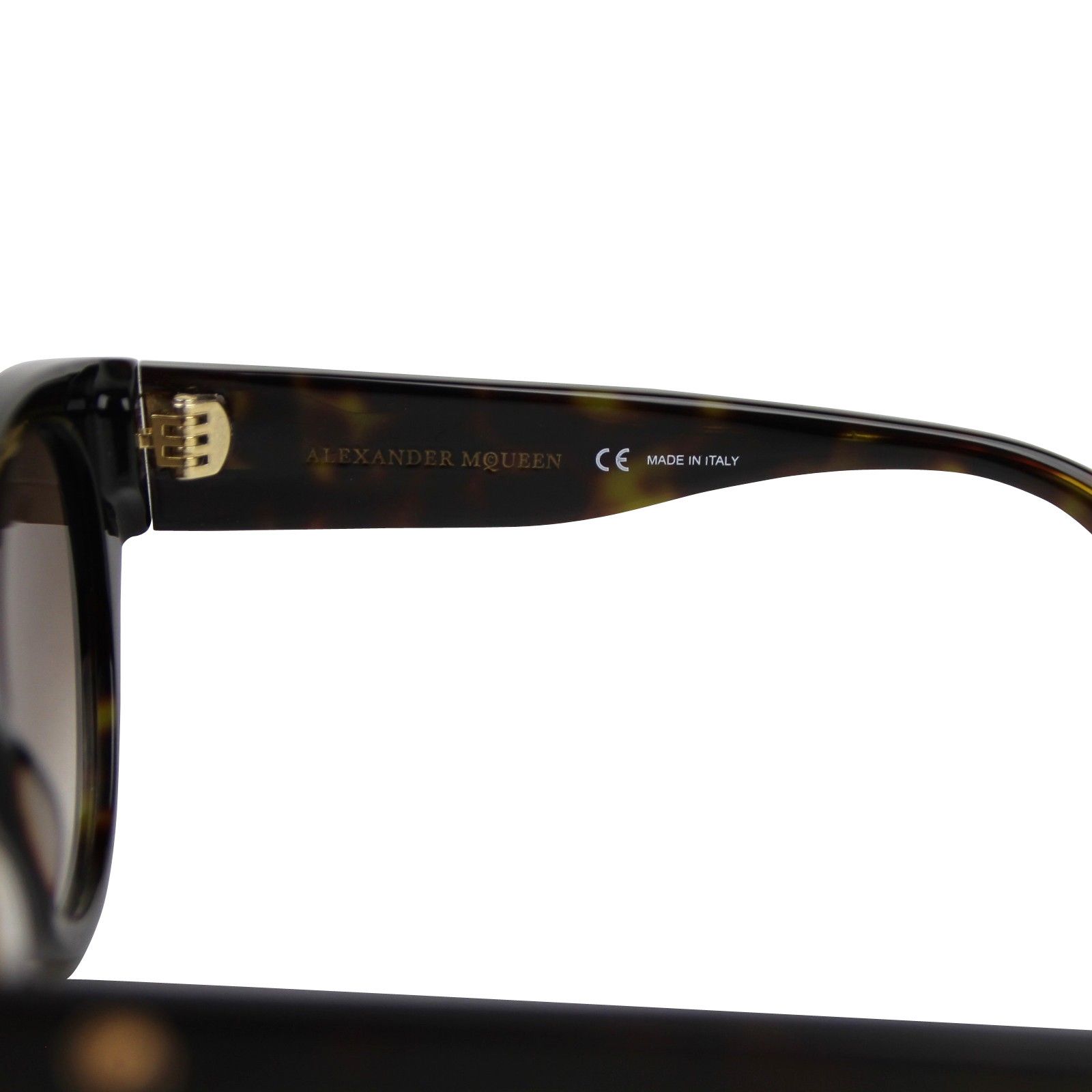 Alexander McQueen Unisex Spikes Havana Plastic Square Acetate Sunglasses Size ONE SIZE - 7 Thumbnail