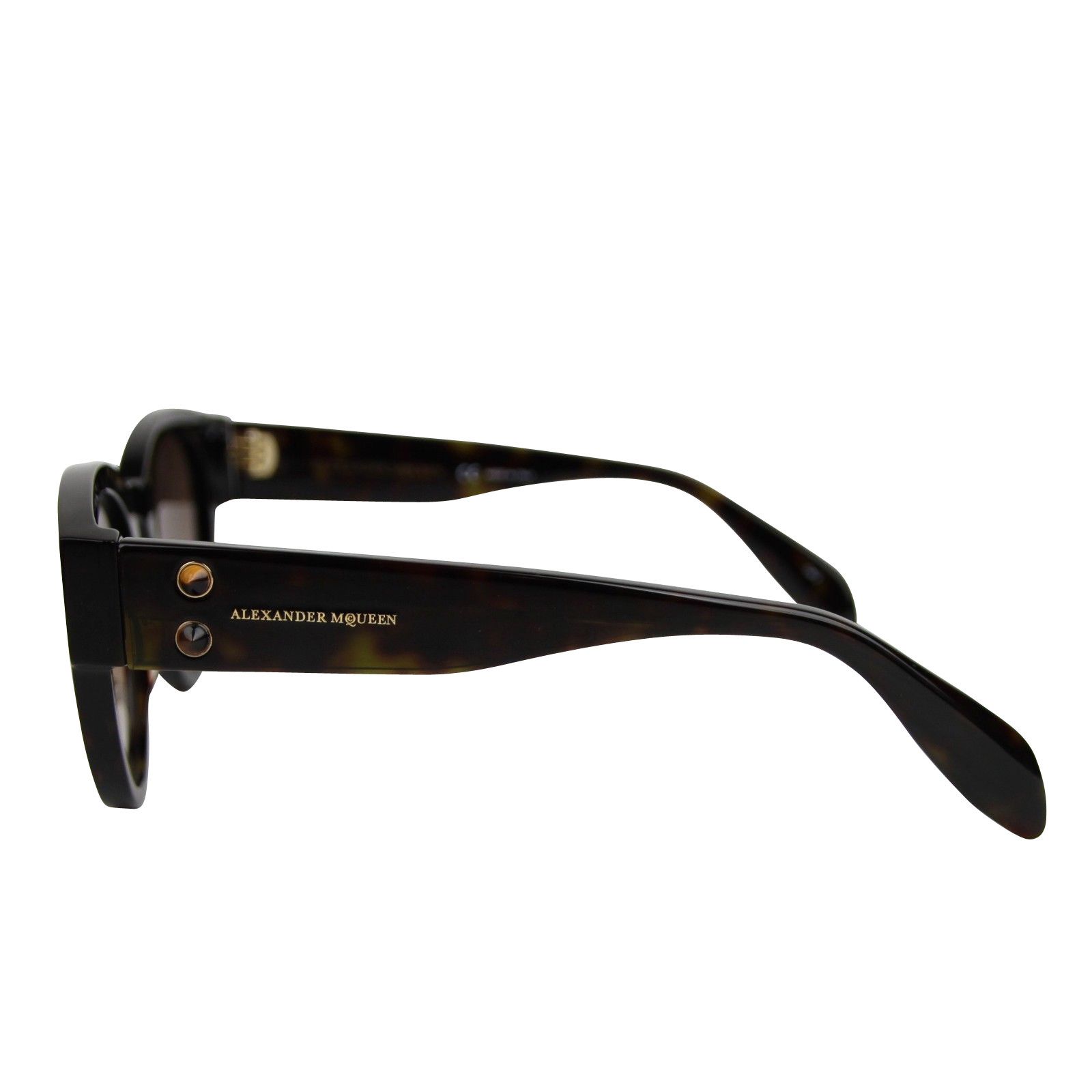 Alexander McQueen Unisex Spikes Havana Plastic Square Acetate Sunglasses Size ONE SIZE - 5 Thumbnail