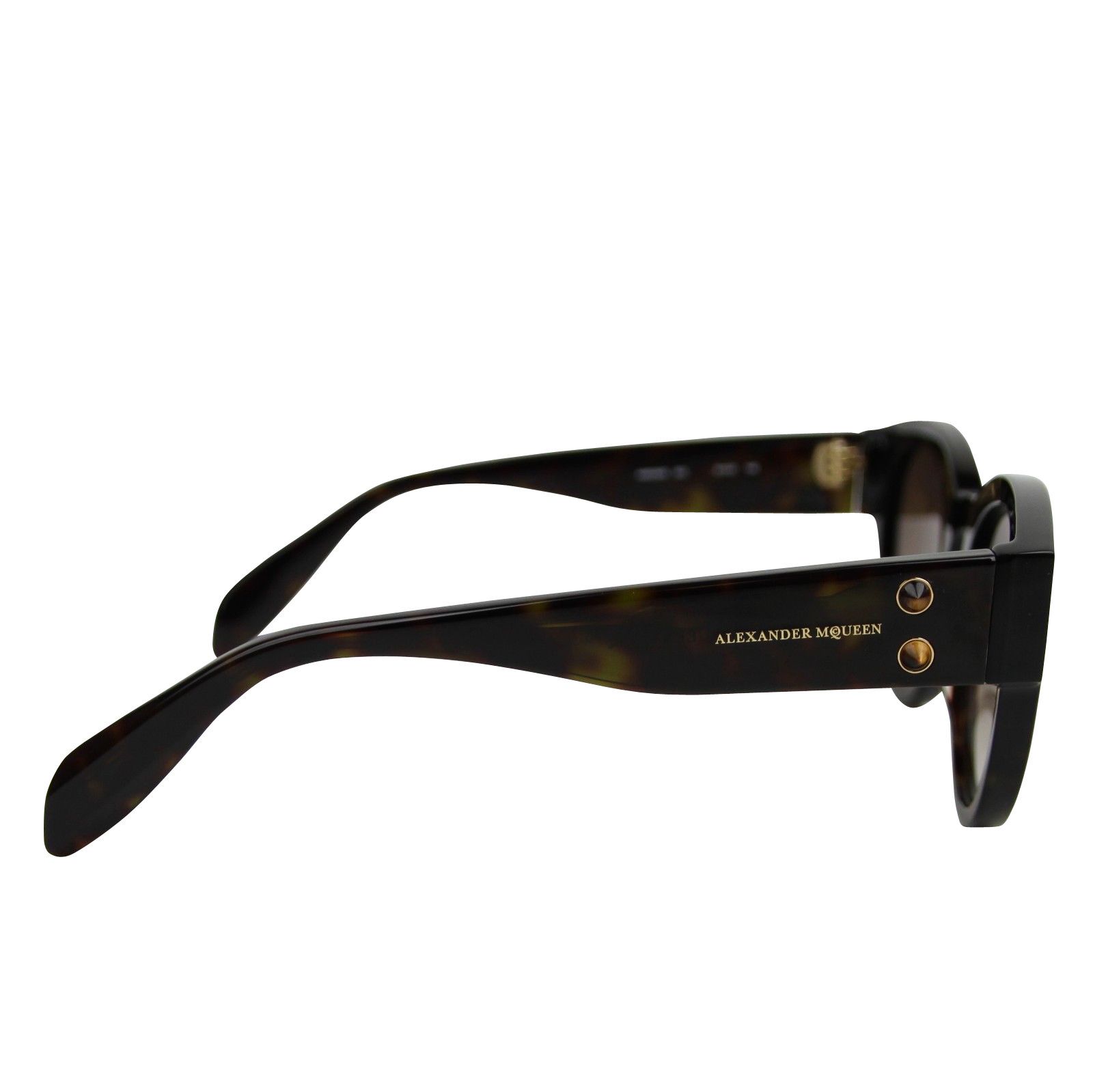 Alexander McQueen Unisex Spikes Havana Plastic Square Acetate Sunglasses Size ONE SIZE - 6 Thumbnail