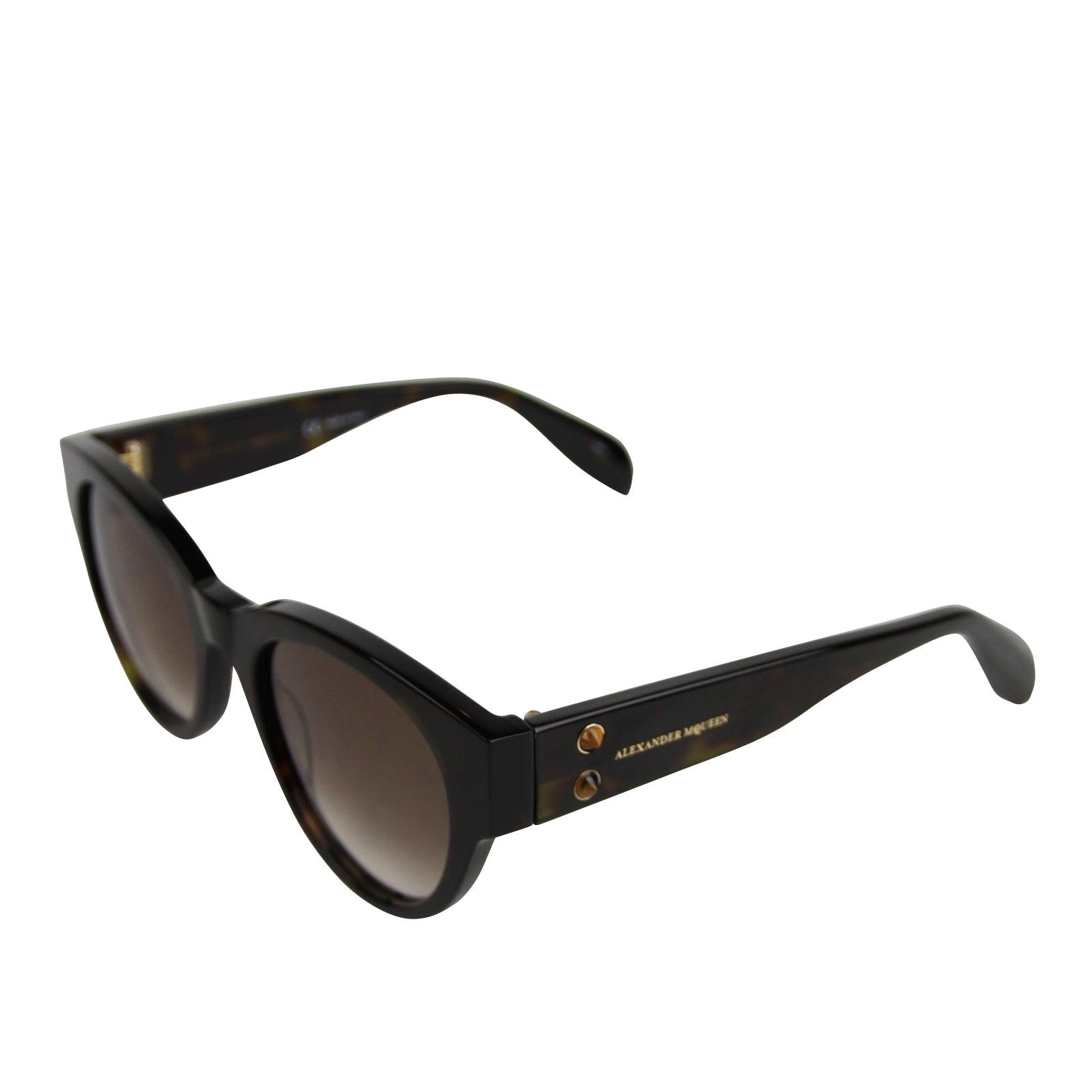 Alexander McQueen Unisex Spikes Havana Plastic Square Acetate Sunglasses Size ONE SIZE - 4 Thumbnail