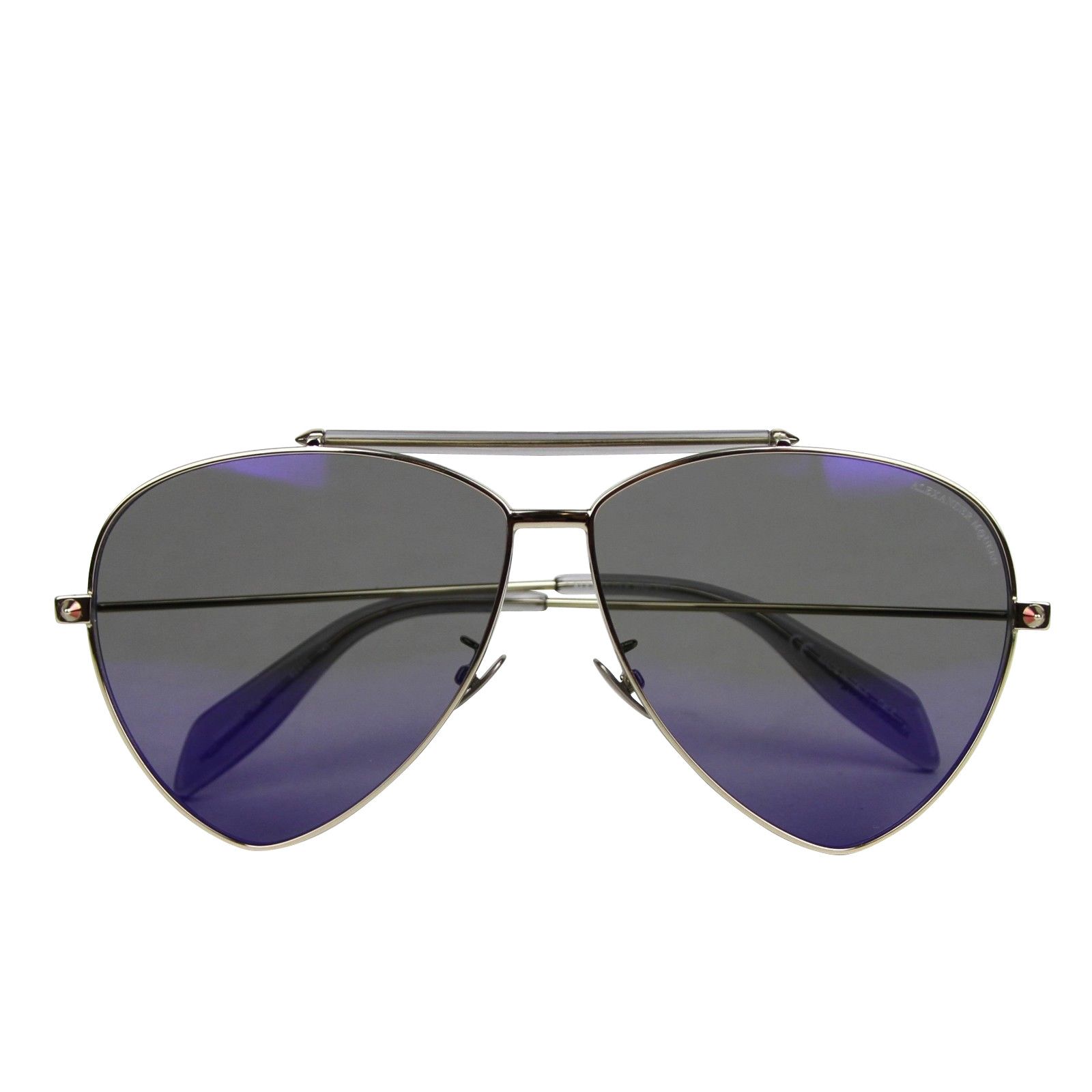 Alexander McQueen Unisex Blue Metal Reflective Aviator Sunglasses Size ONE SIZE - 10 Thumbnail