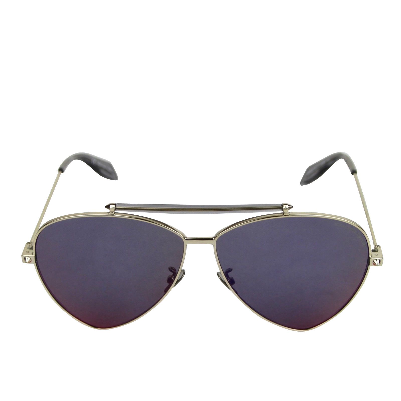 Alexander McQueen Unisex Blue Metal Reflective Aviator Sunglasses Size ONE SIZE - 3 Thumbnail