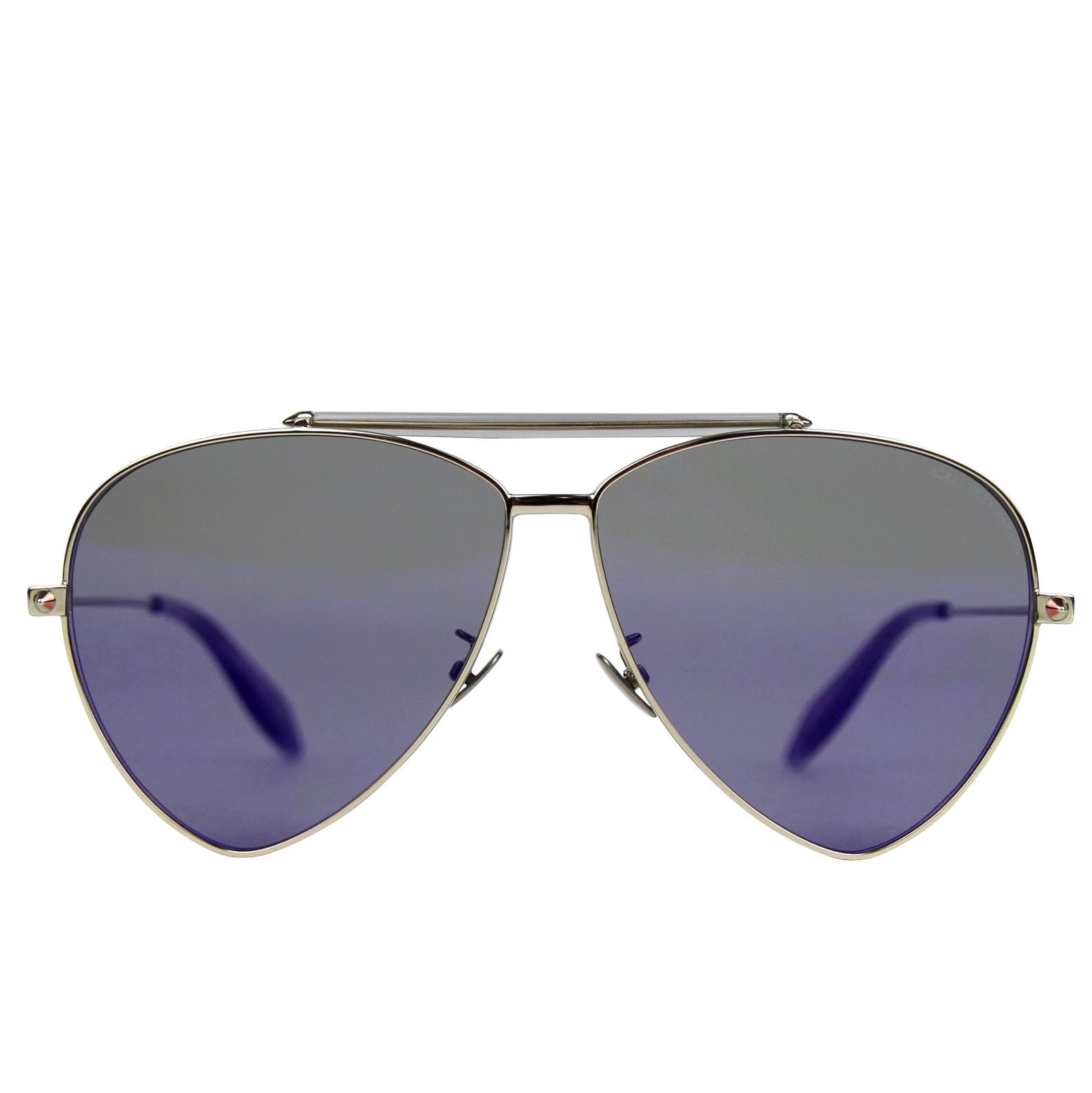Alexander McQueen Unisex Blue Metal Reflective Aviator Sunglasses Size ONE SIZE - 2 Thumbnail