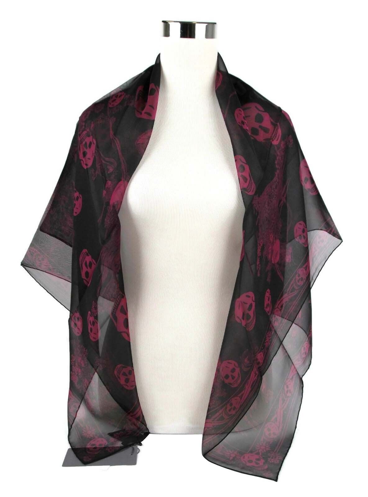 Alexander McQueen Women's Black / Light Purple Multiskull Print Silk Scarf Size ONE SIZE - 8 Thumbnail