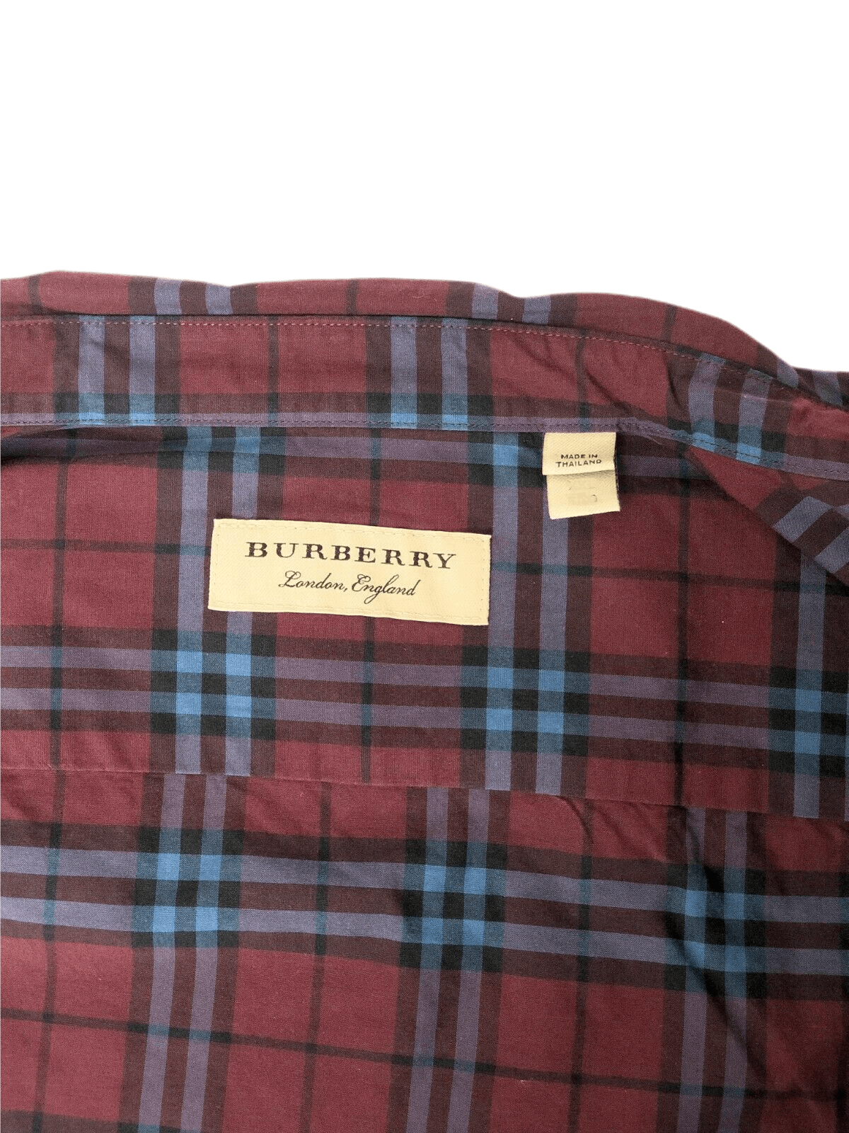 Burberry Alexander Men's Crimson Red/Blue Checked Cotton Shirt (2XL) Size US XXL / EU 58 / 5 - 5 Thumbnail