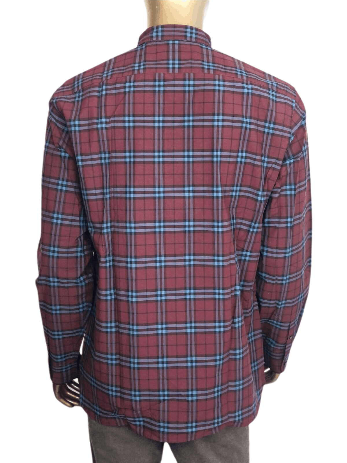 Burberry Alexander Men's Crimson Red/Blue Checked Cotton Shirt (S Size US S / EU 44-46 / 1 - 4 Thumbnail