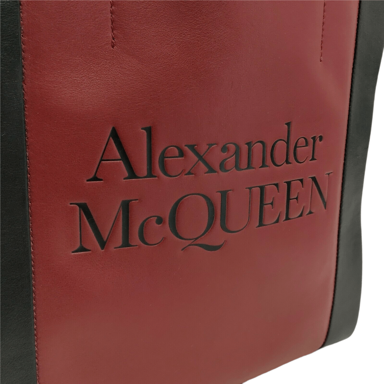 Alexander McQueen Dark Red Leather Signature Logo Shopper Tote Size ONE SIZE - 2 Thumbnail
