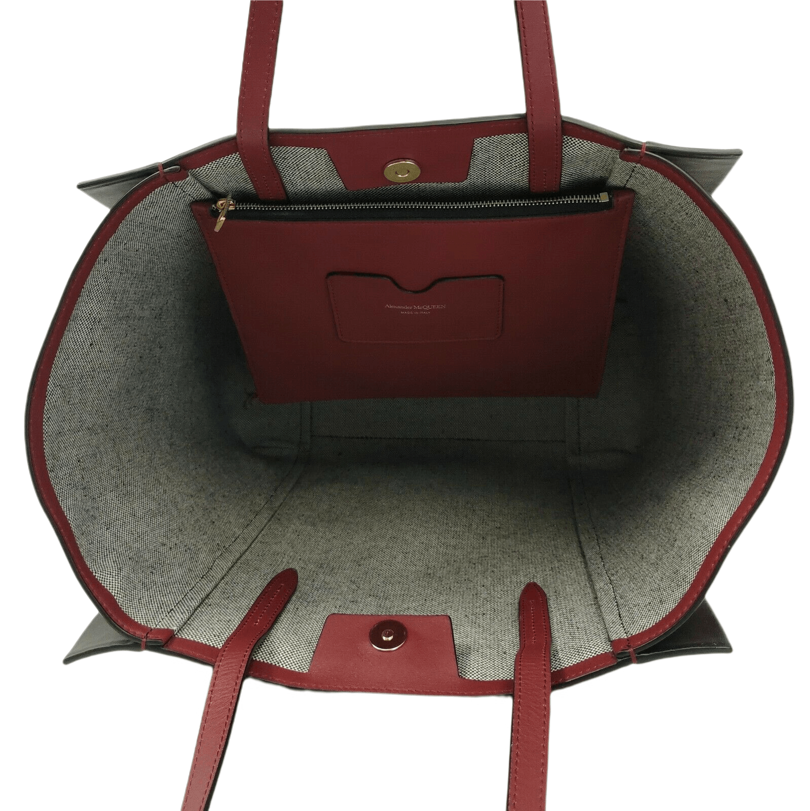 Alexander McQueen Dark Red Leather Signature Logo Shopper Tote Size ONE SIZE - 7 Thumbnail