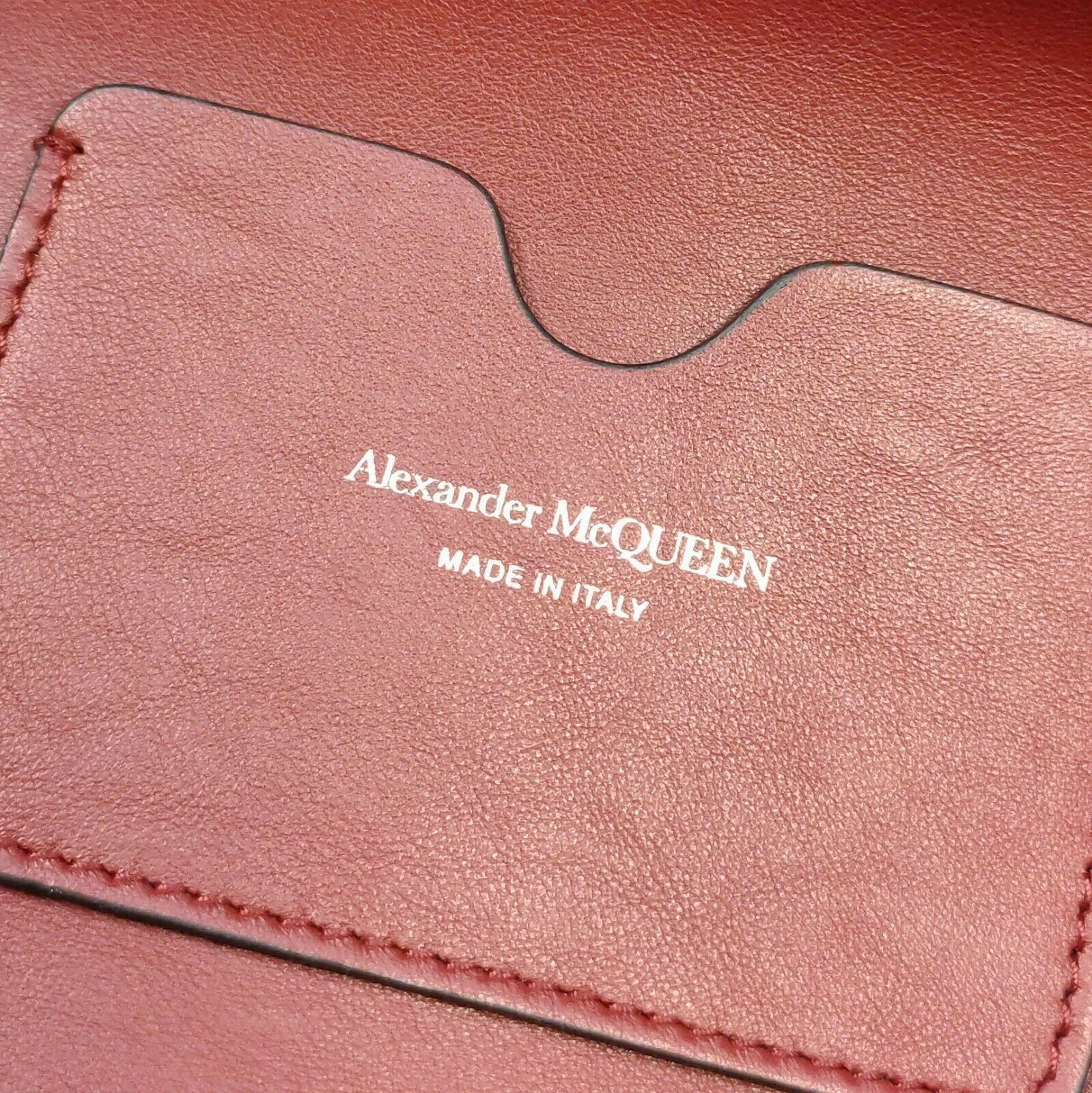 Alexander McQueen Dark Red Leather Signature Logo Shopper Tote Size ONE SIZE - 8 Thumbnail