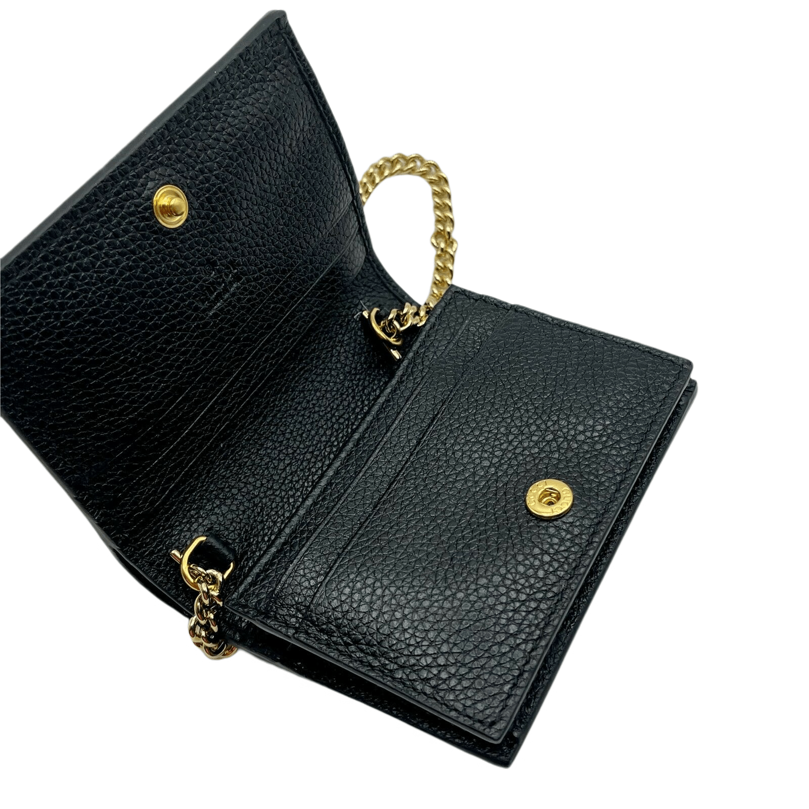 Gucci Zumi Women's Black Leather Gold Chain Bi-Fold Mini Wallet Size ONE SIZE - 7 Thumbnail