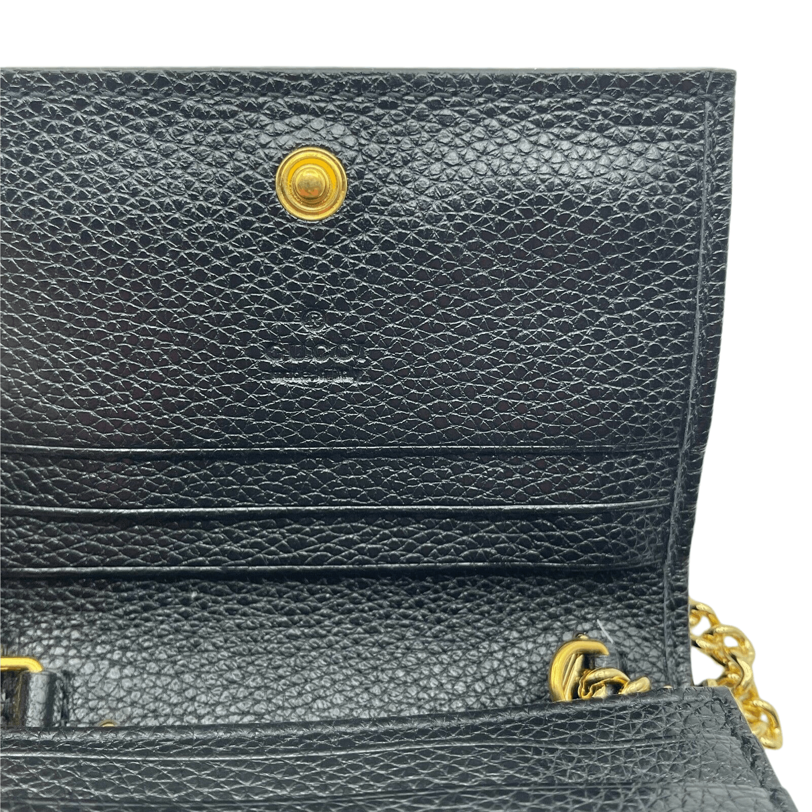 Gucci Zumi Women's Black Leather Gold Chain Bi-Fold Mini Wallet Size ONE SIZE - 8 Thumbnail