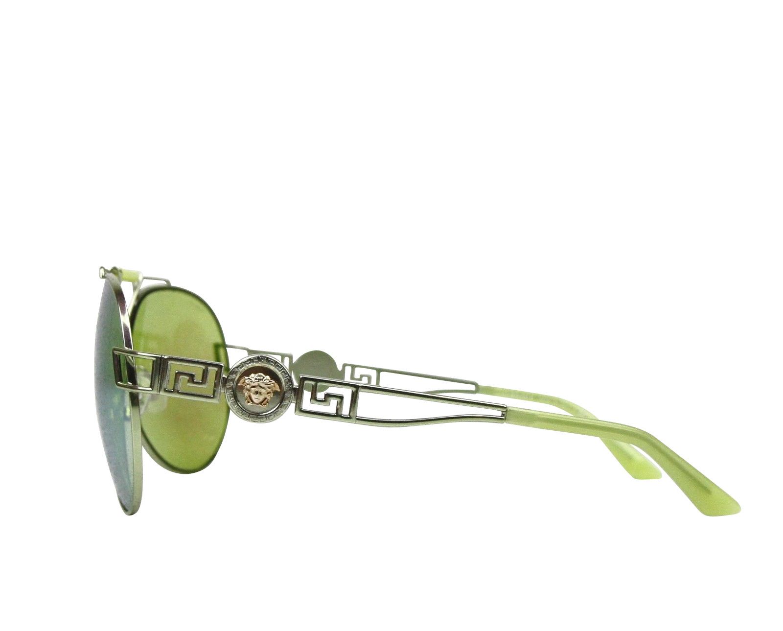 Versace Women's Mirrored Lime Green Metal Aviator Sunglasses Size ONE SIZE - 5 Thumbnail