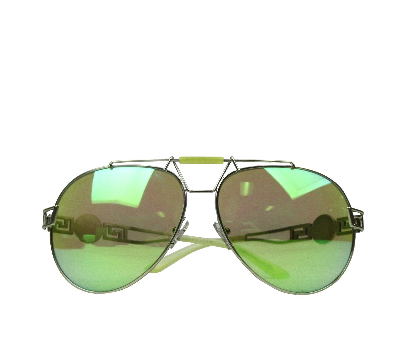 Versace Women's Mirrored Lime Green Metal Aviator Sunglasses Size ONE SIZE - 2 Thumbnail