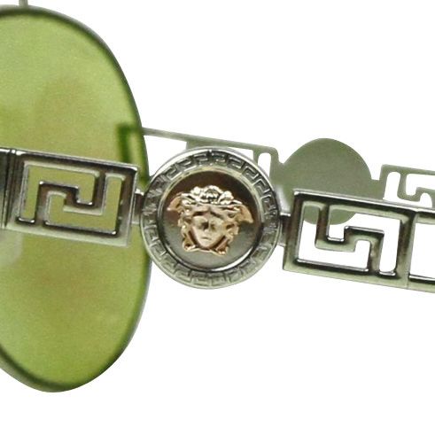 Versace Women's Mirrored Lime Green Metal Aviator Sunglasses Size ONE SIZE - 8 Thumbnail