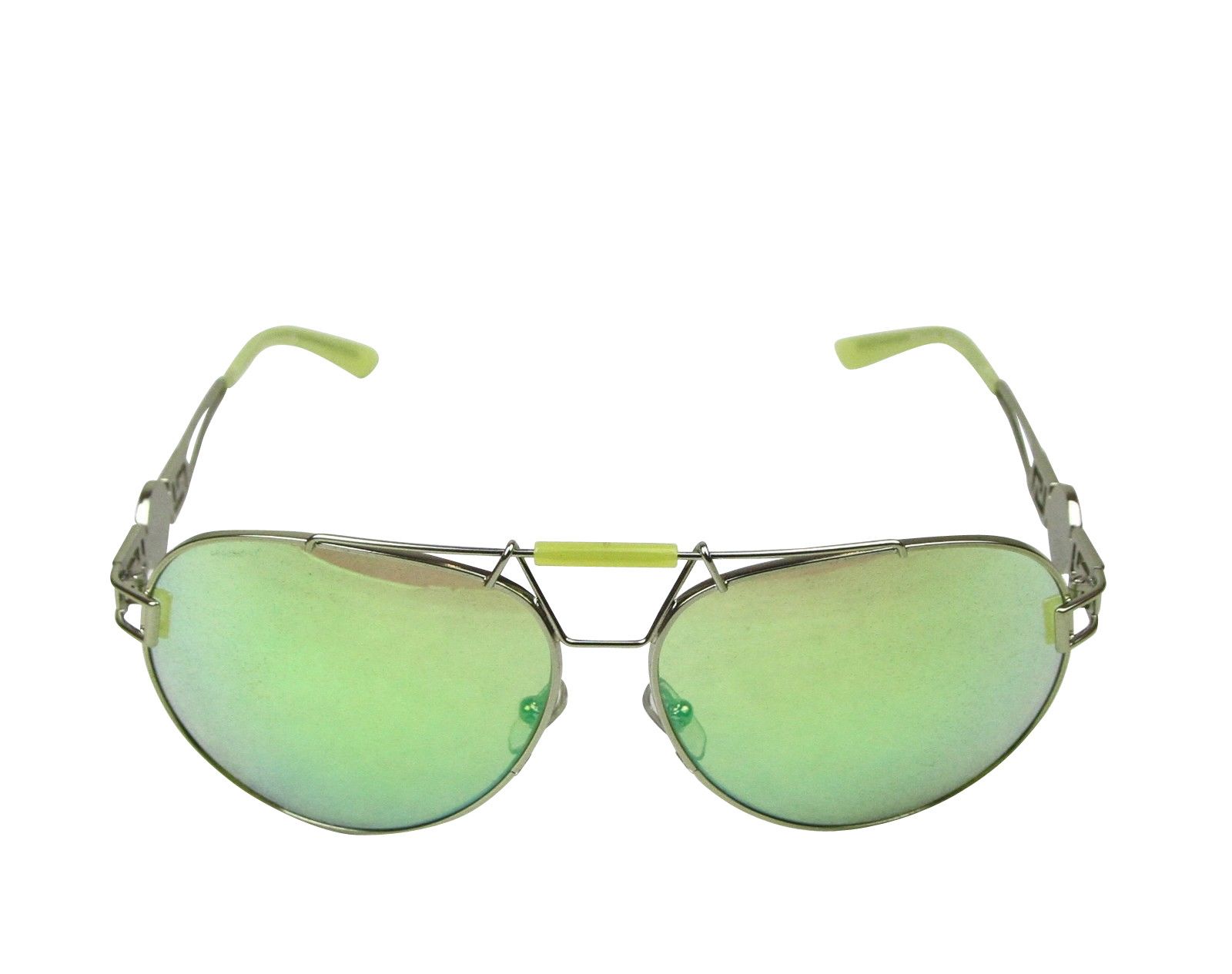 Versace Women's Mirrored Lime Green Metal Aviator Sunglasses Size ONE SIZE - 4 Thumbnail