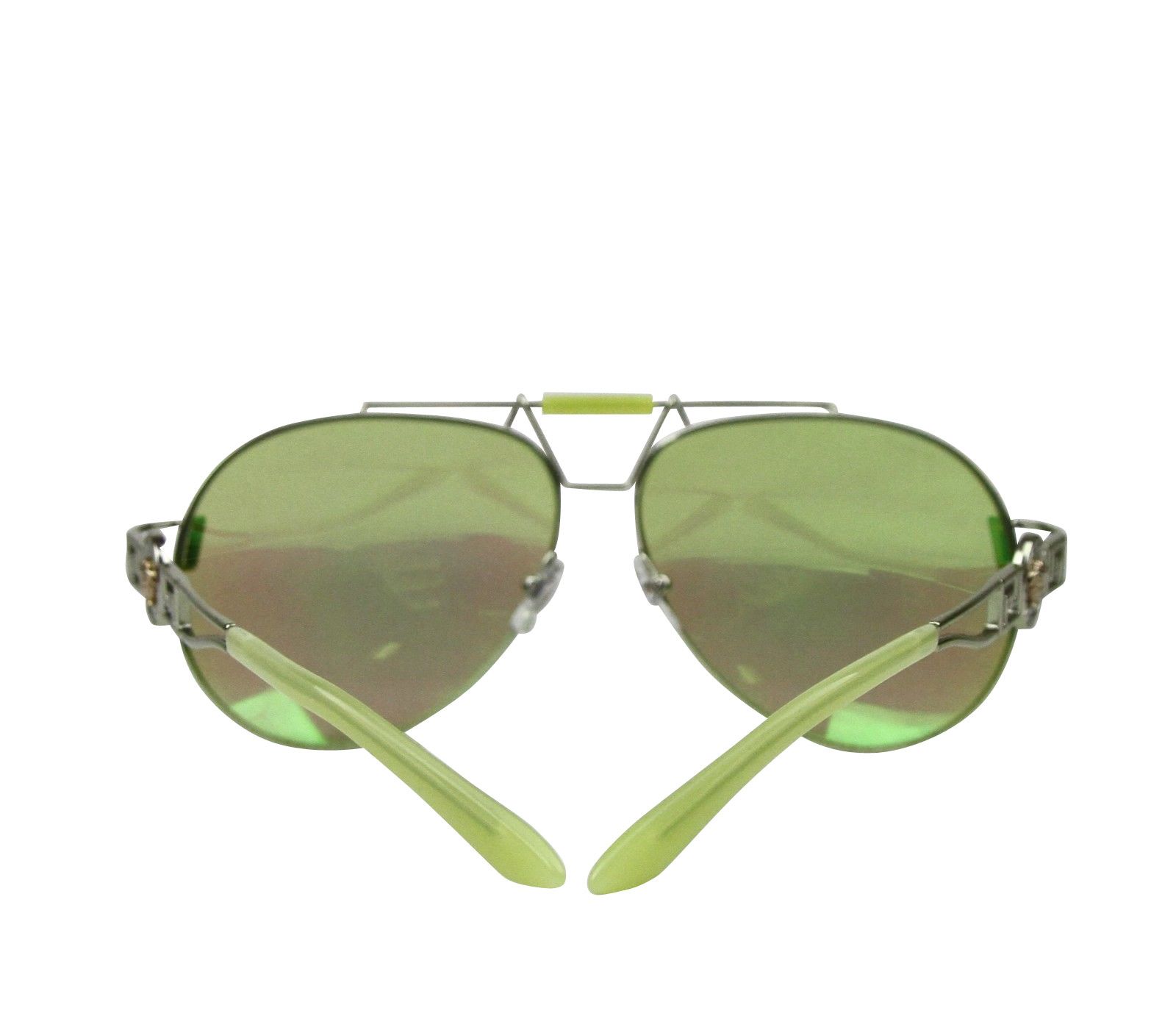 Versace Women's Mirrored Lime Green Metal Aviator Sunglasses Size ONE SIZE - 3 Thumbnail