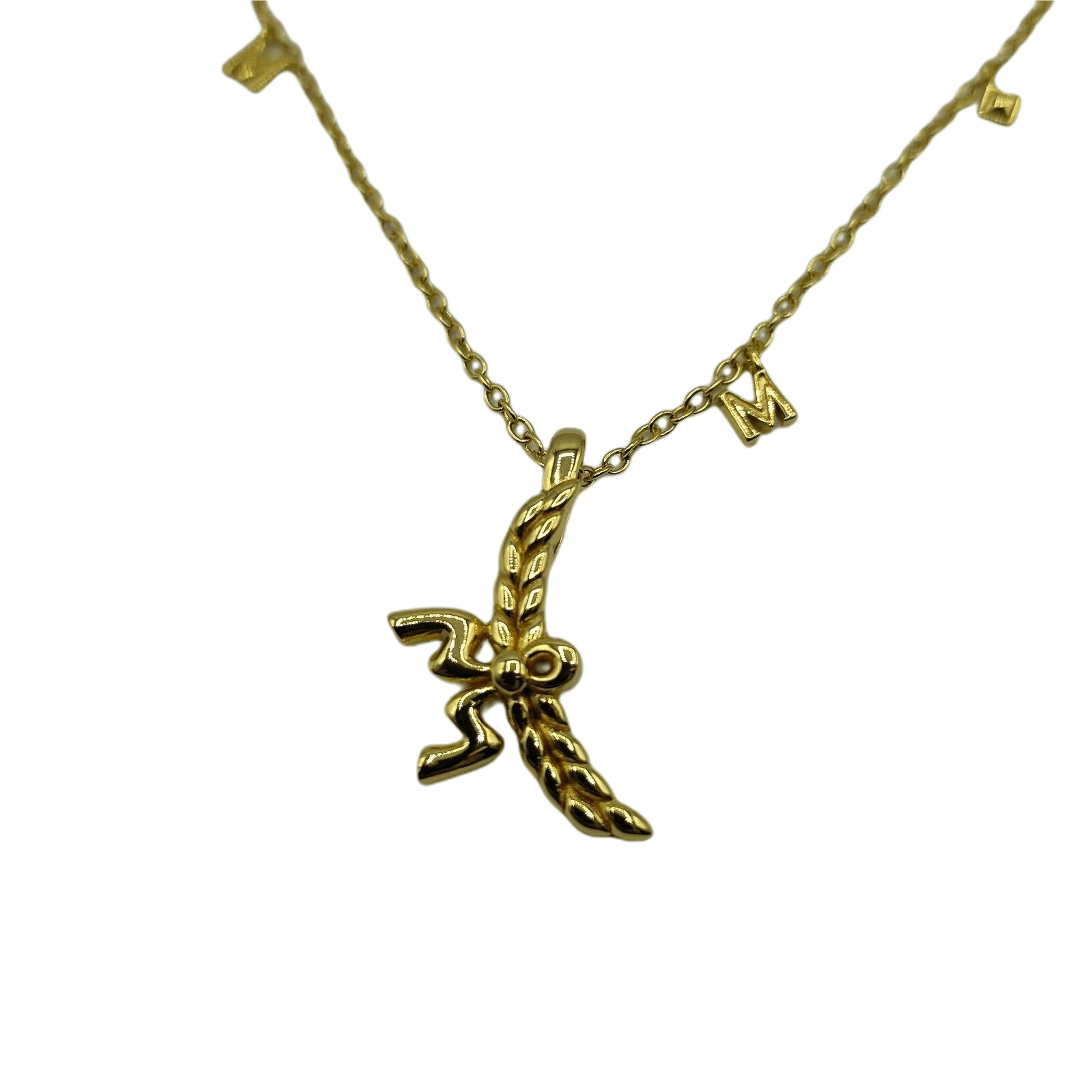 MCM Women's Gold 3D Logo Laurel Charm Pendant Necklace Size ONE SIZE - 3 Thumbnail