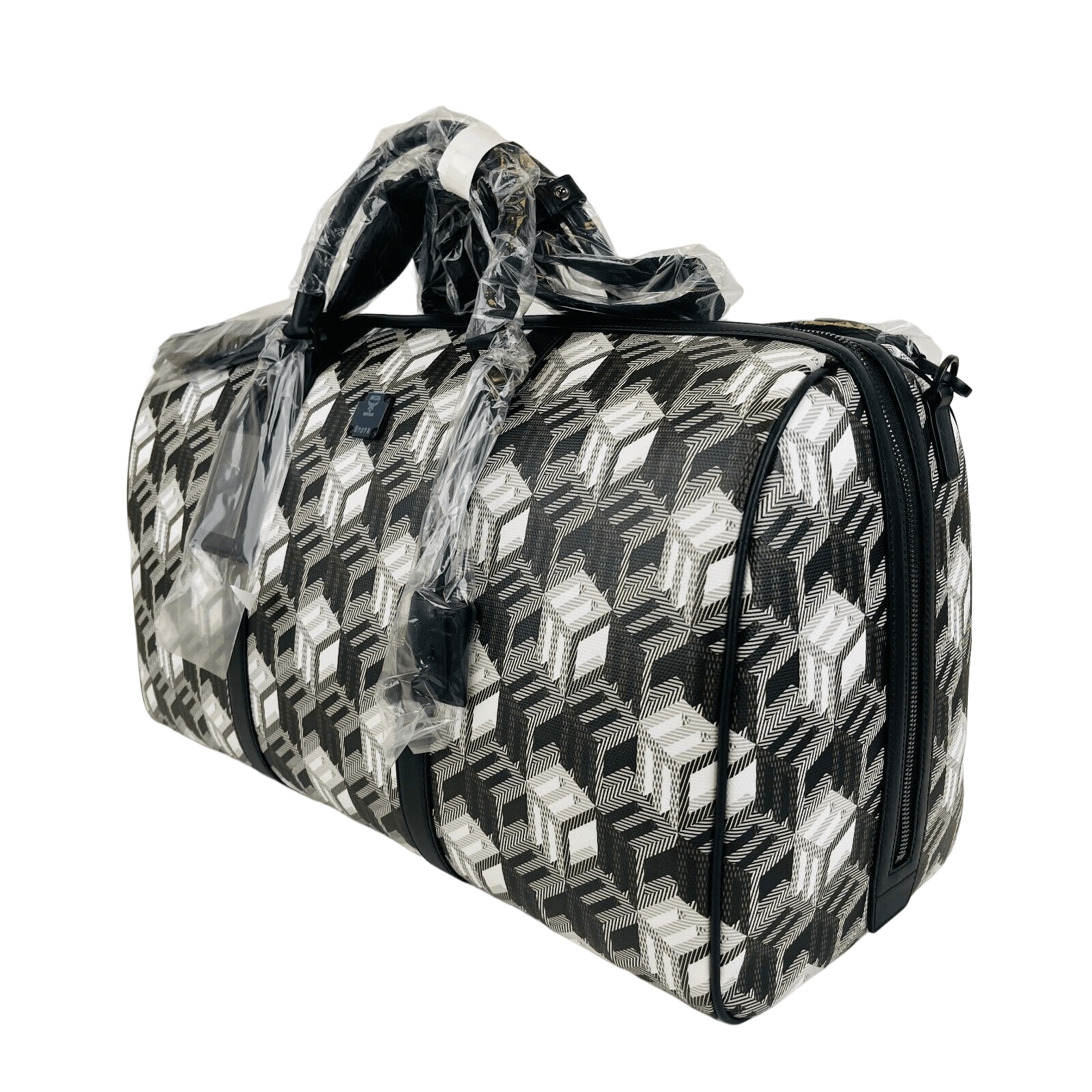MCM Women's Black/White Cubic Monogram Canvas Weekender Duffel Size ONE SIZE - 4 Thumbnail