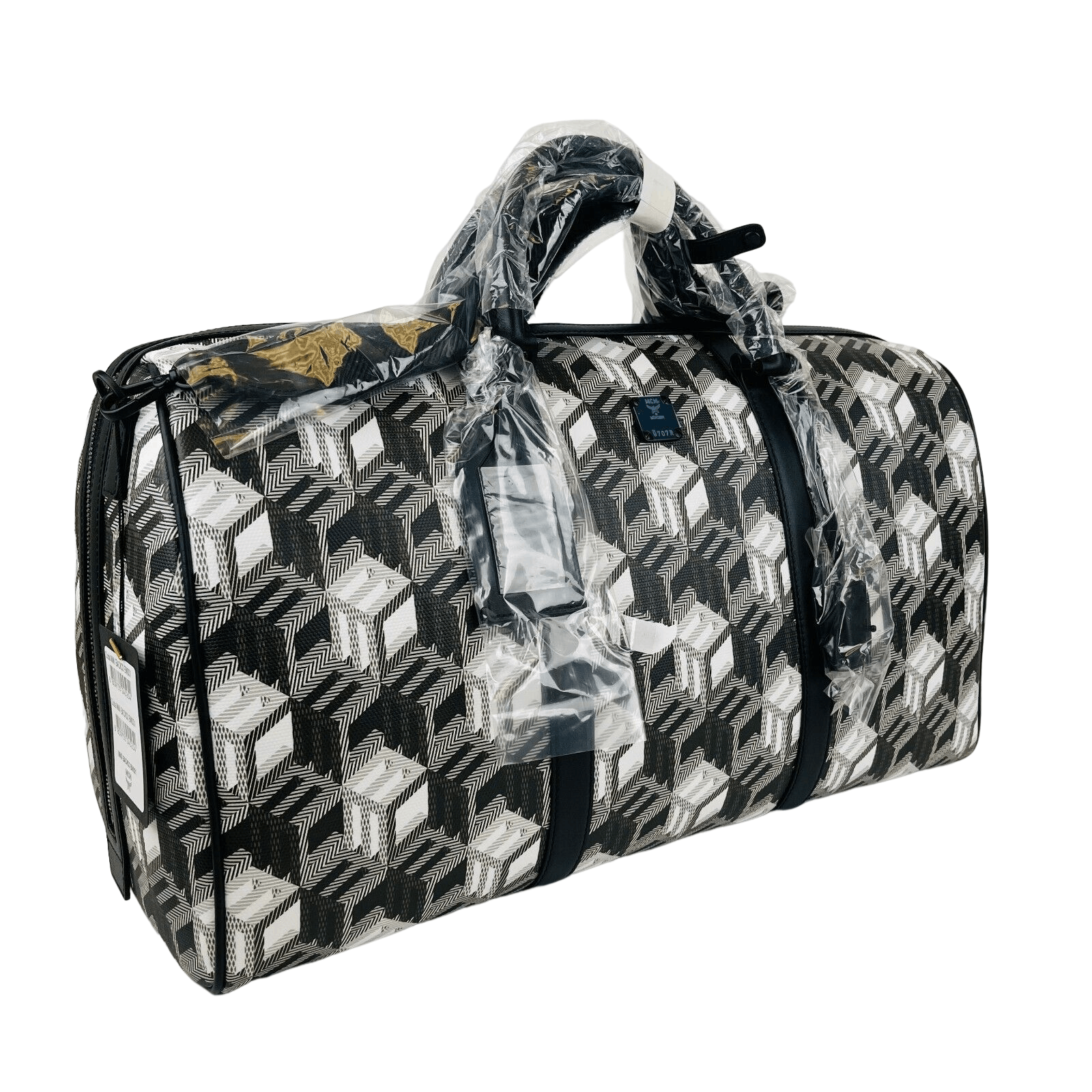 MCM Women's Black/White Cubic Monogram Canvas Weekender Duffel Size ONE SIZE - 3 Thumbnail