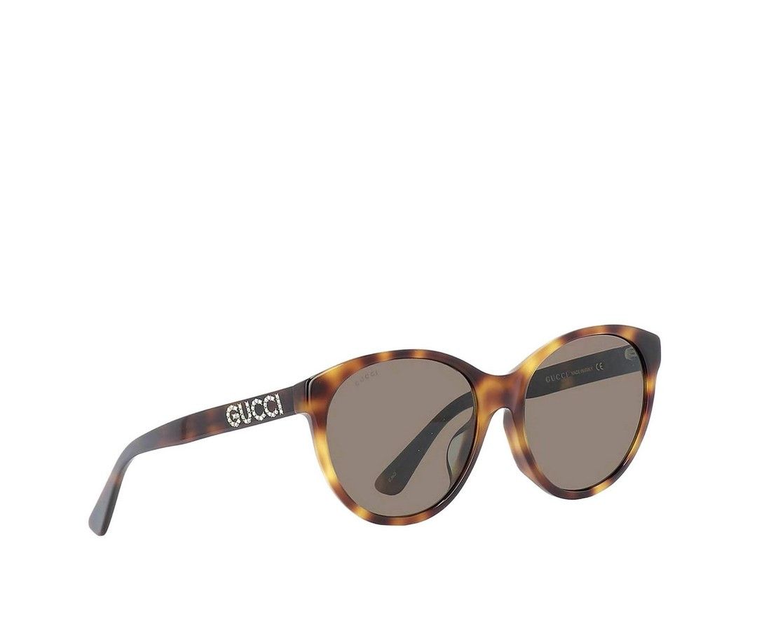 Gucci Women's Havana Oversize Acetate Sunglasses Crystal Logo Size ONE SIZE - 2 Thumbnail