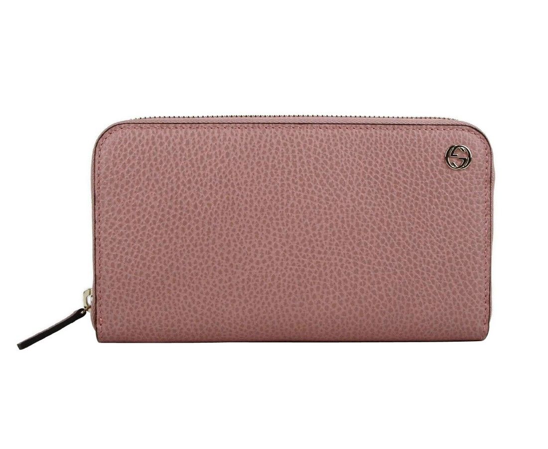 Gucci Women's Soft Pink Leather Gold Interlocking G Zip Around Size ONE SIZE - 2 Thumbnail