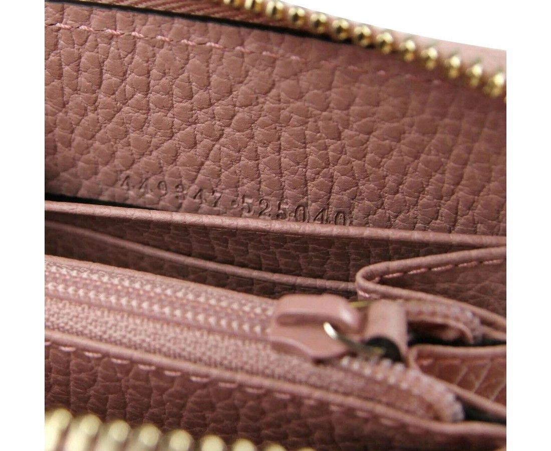 Gucci Women's Soft Pink Leather Gold Interlocking G Zip Around Size ONE SIZE - 7 Thumbnail