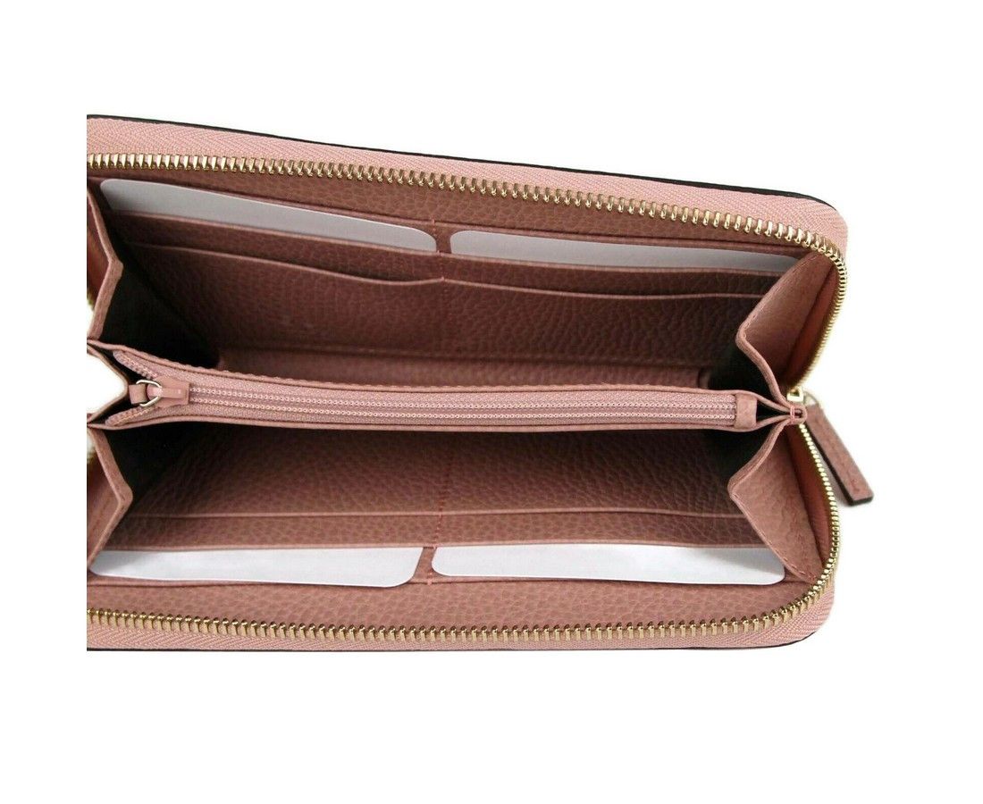 Gucci Women's Soft Pink Leather Gold Interlocking G Zip Around Size ONE SIZE - 6 Thumbnail