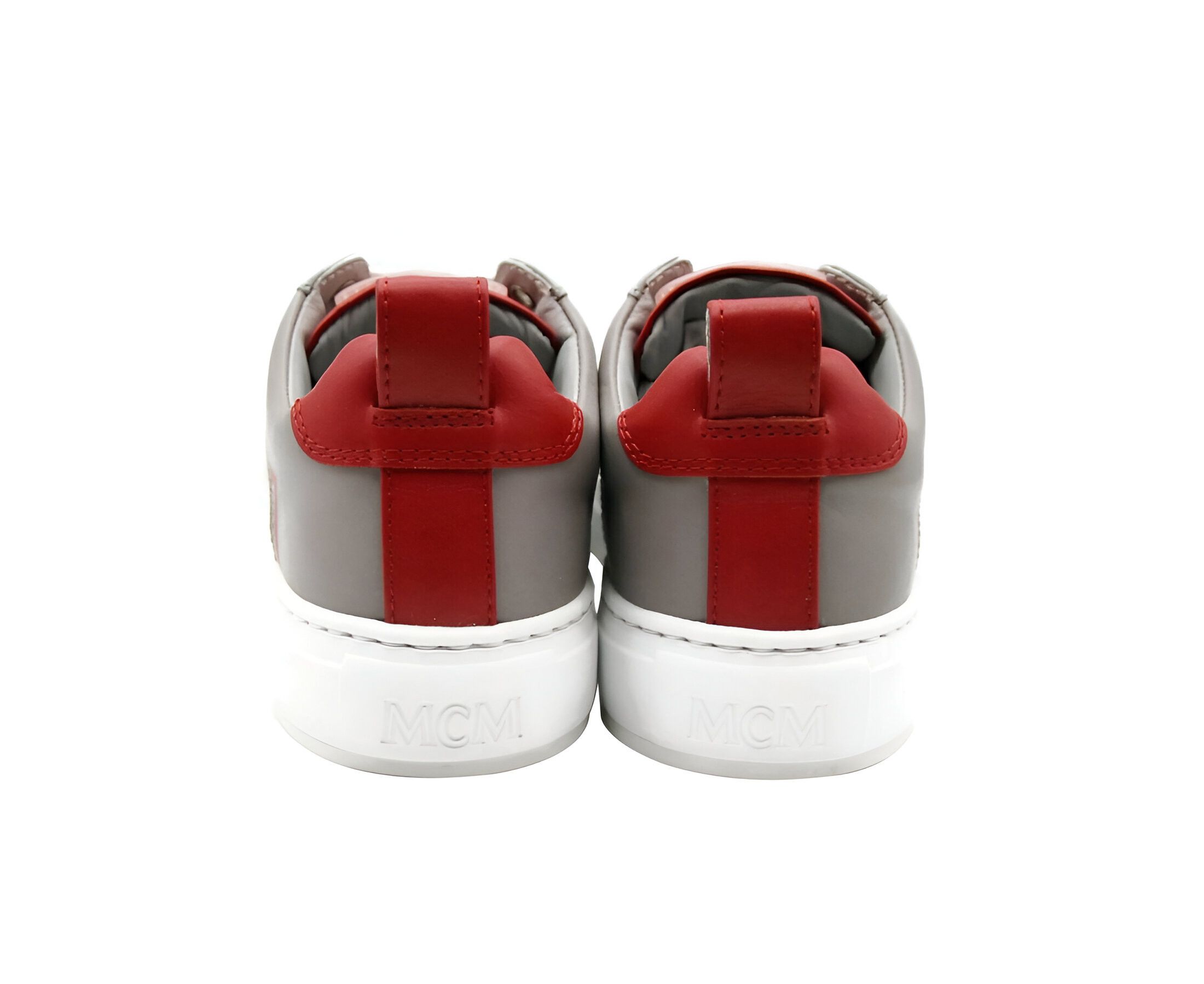 MCM Women's Grey Leather With Red Trim And Logo Low Top Sneaker Size US 6 / IT 36 - 5 Thumbnail