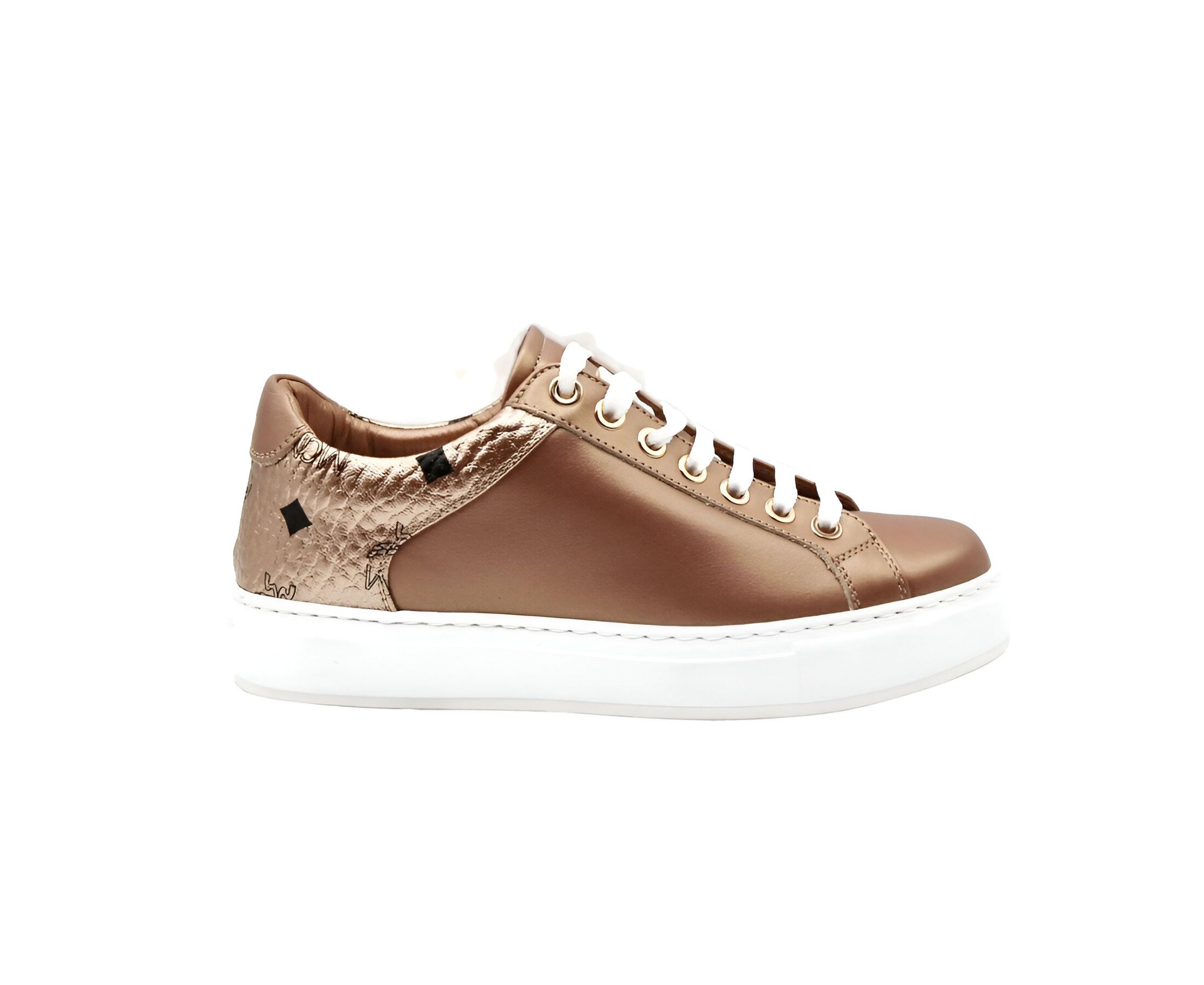 MCM Women's Rose Gold Leather Low Top Sneakers (35 EU / 5 US) Size US 5 / IT 35 - 2 Thumbnail