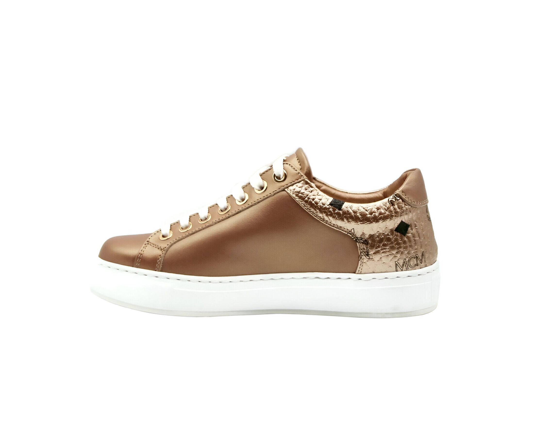 MCM Women's Rose Gold Leather Low Top Sneakers (35 EU / 5 US) Size US 5 / IT 35 - 3 Thumbnail