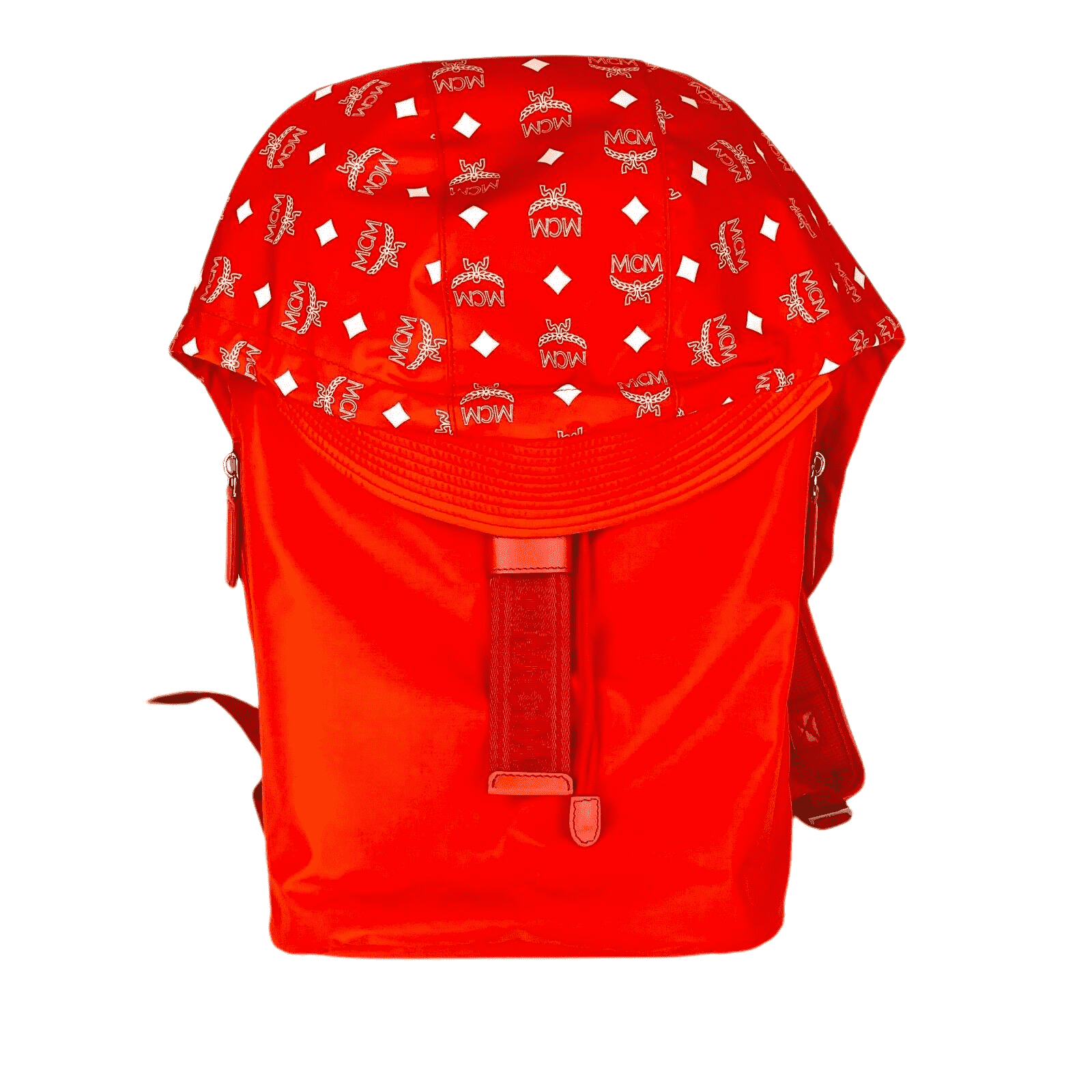 MCM Women's Orange Red Nylon Luft Hoodie Backpack /Detachable Size ONE SIZE - 3 Thumbnail
