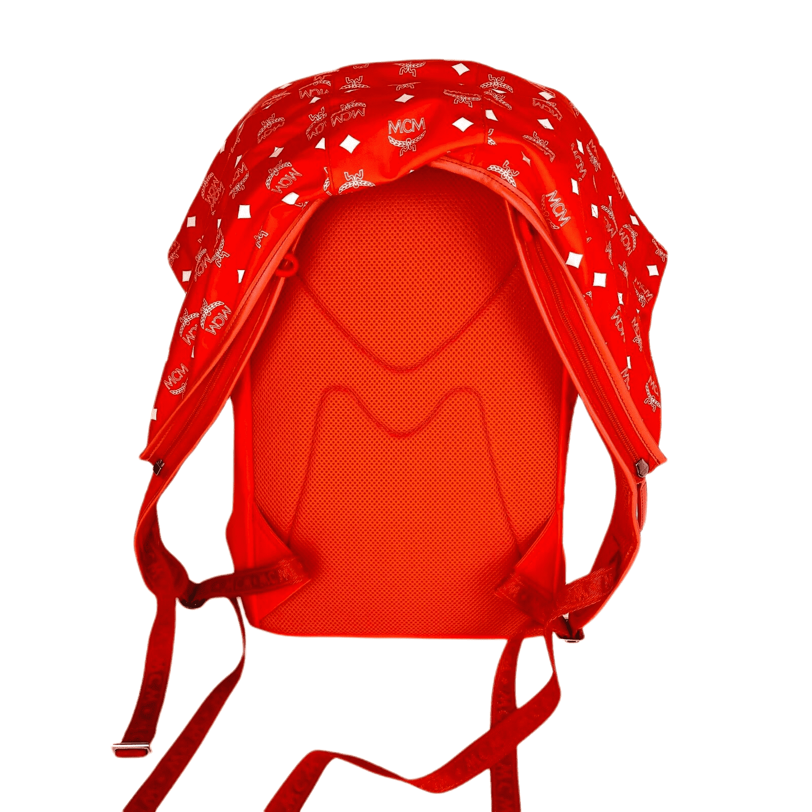 MCM Women's Orange Red Nylon Luft Hoodie Backpack /Detachable Size ONE SIZE - 2 Thumbnail