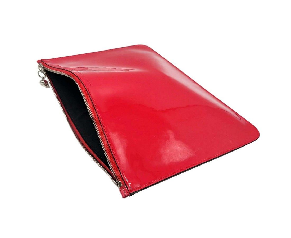 Alexander McQueen Women's Hot Pink Patent Leather Skull Large Pouch Size ONE SIZE - 6 Thumbnail